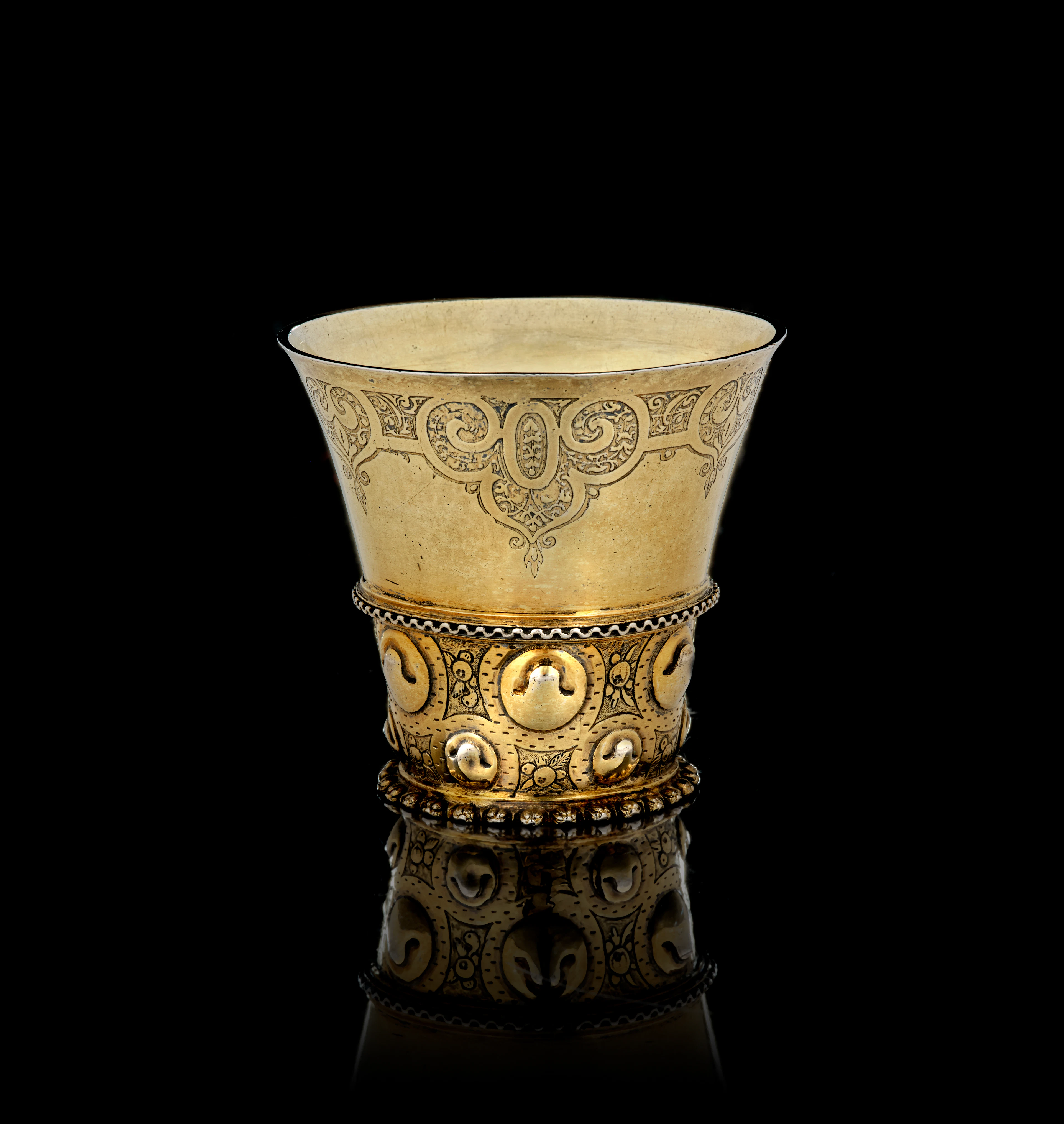 A German parcel-gilt silver beaker, Meinrad I Bauch, Nuremberg, 1576-1591