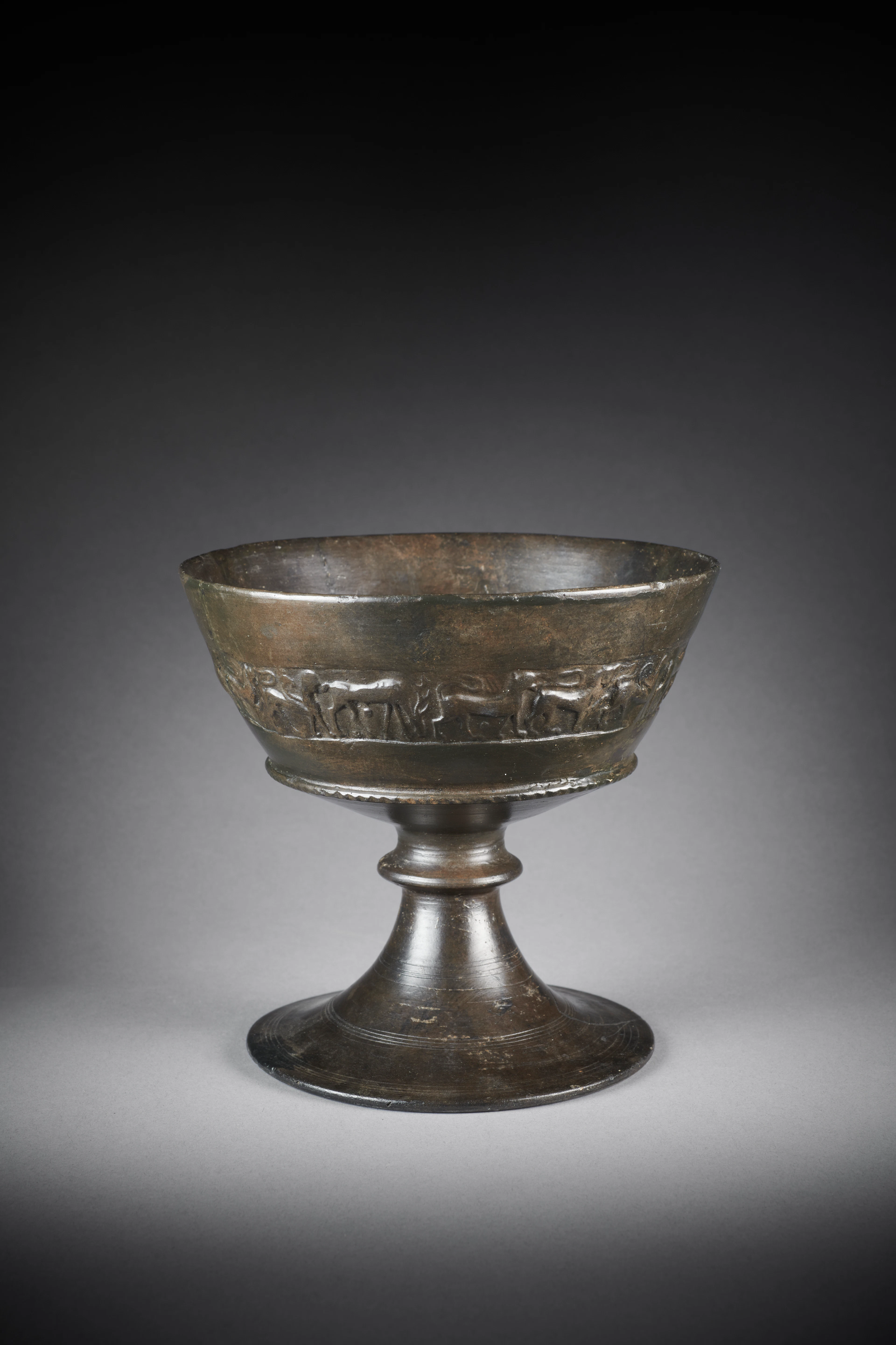 An Etruscan bucchero nero chalice
