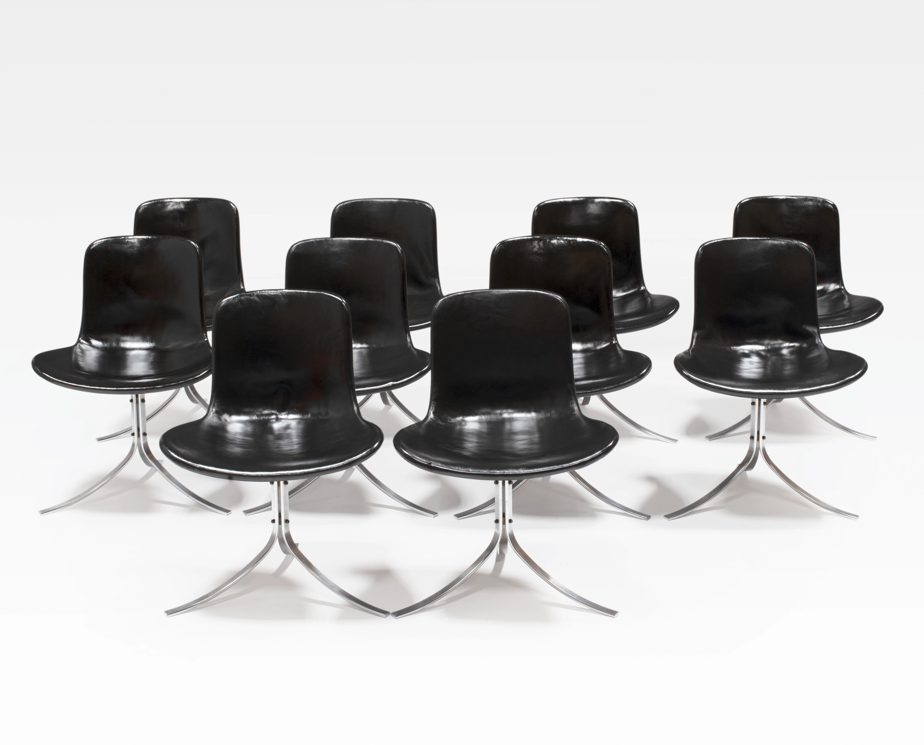 Poul KJAERHOLM 1929-1980 Ensemble de dix chaises mod. PK9 - 1960