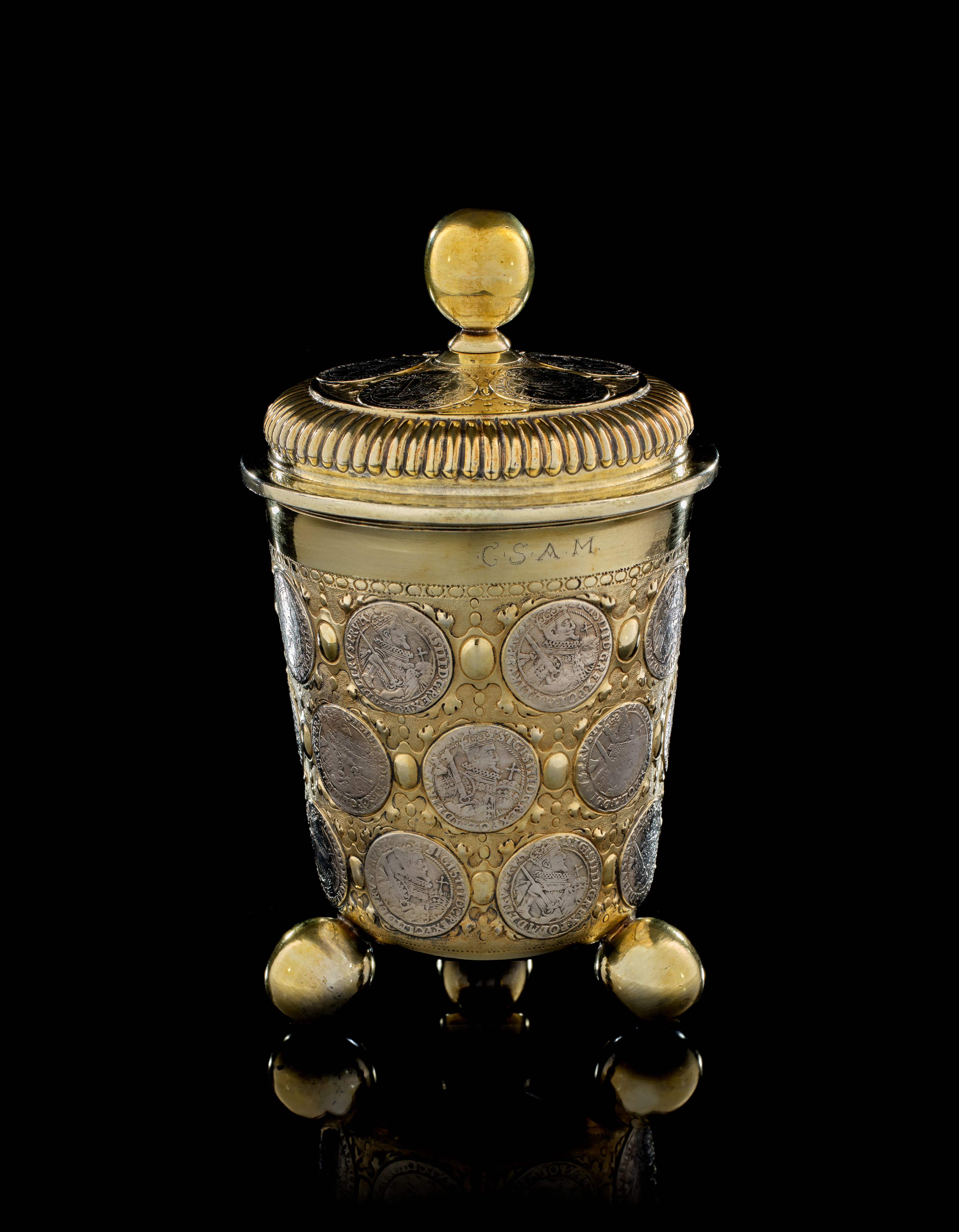 A Polish parcel-gilt silver covered beaker, probably Königsberg or