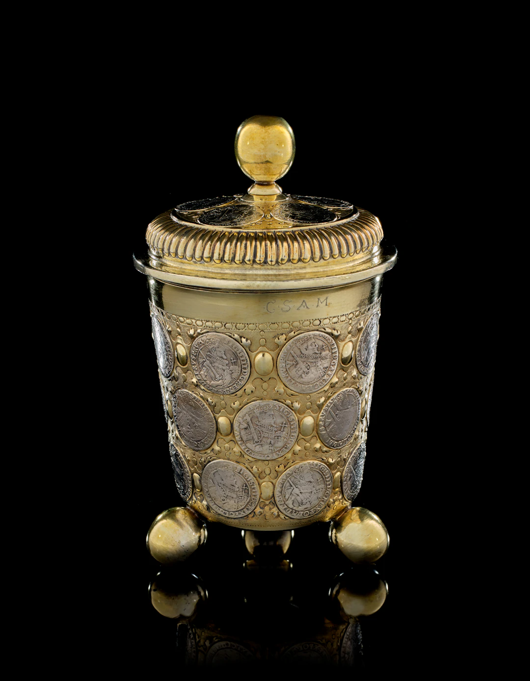A Polish parcel-gilt silver covered beaker, probably Königsberg or