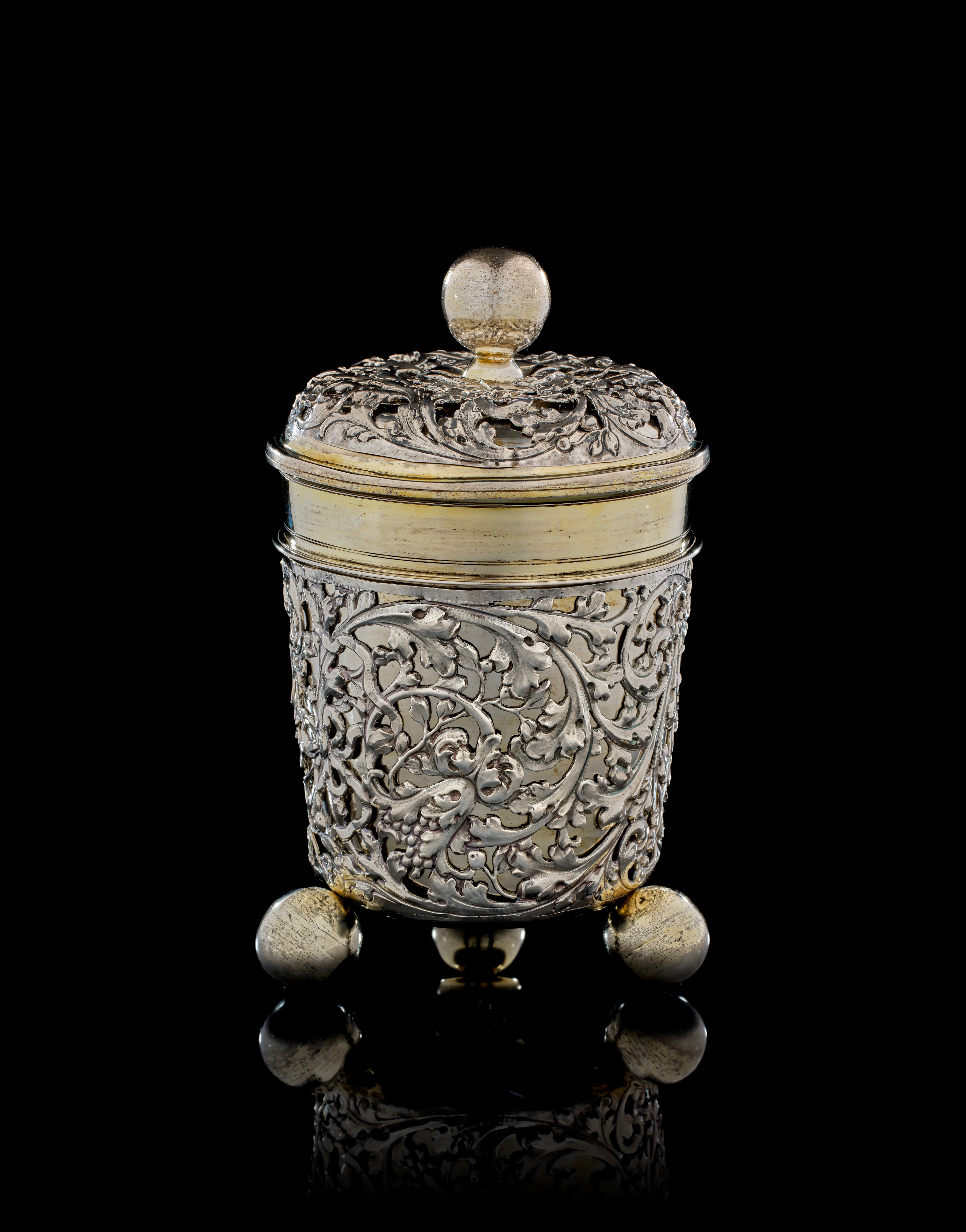 A large German parcel-gilt silver covered beaker, Daniel Schwestermüller
