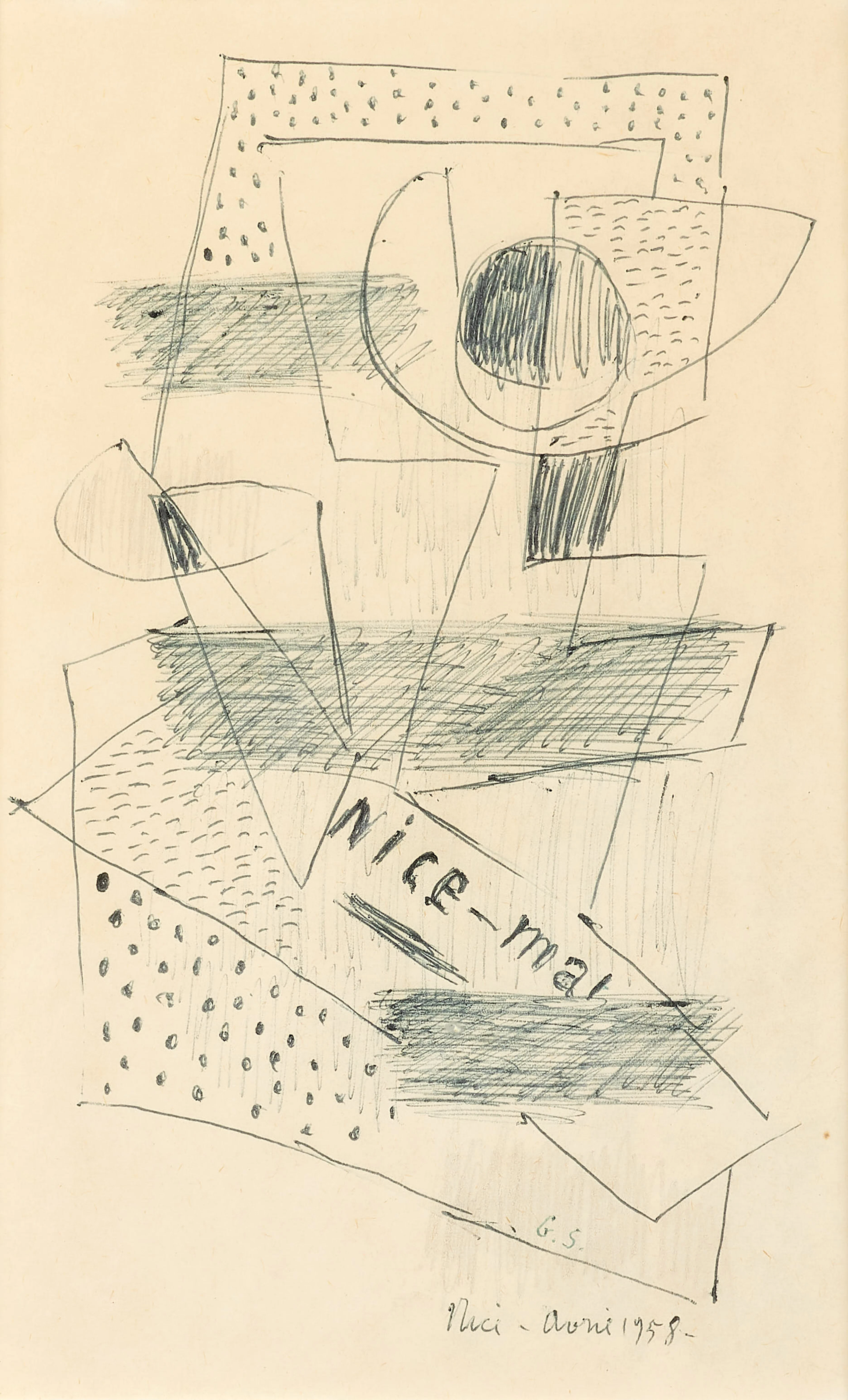 Gino SEVERINI 1883-1966 Composition avec manchette du journal "Nice-Matin"