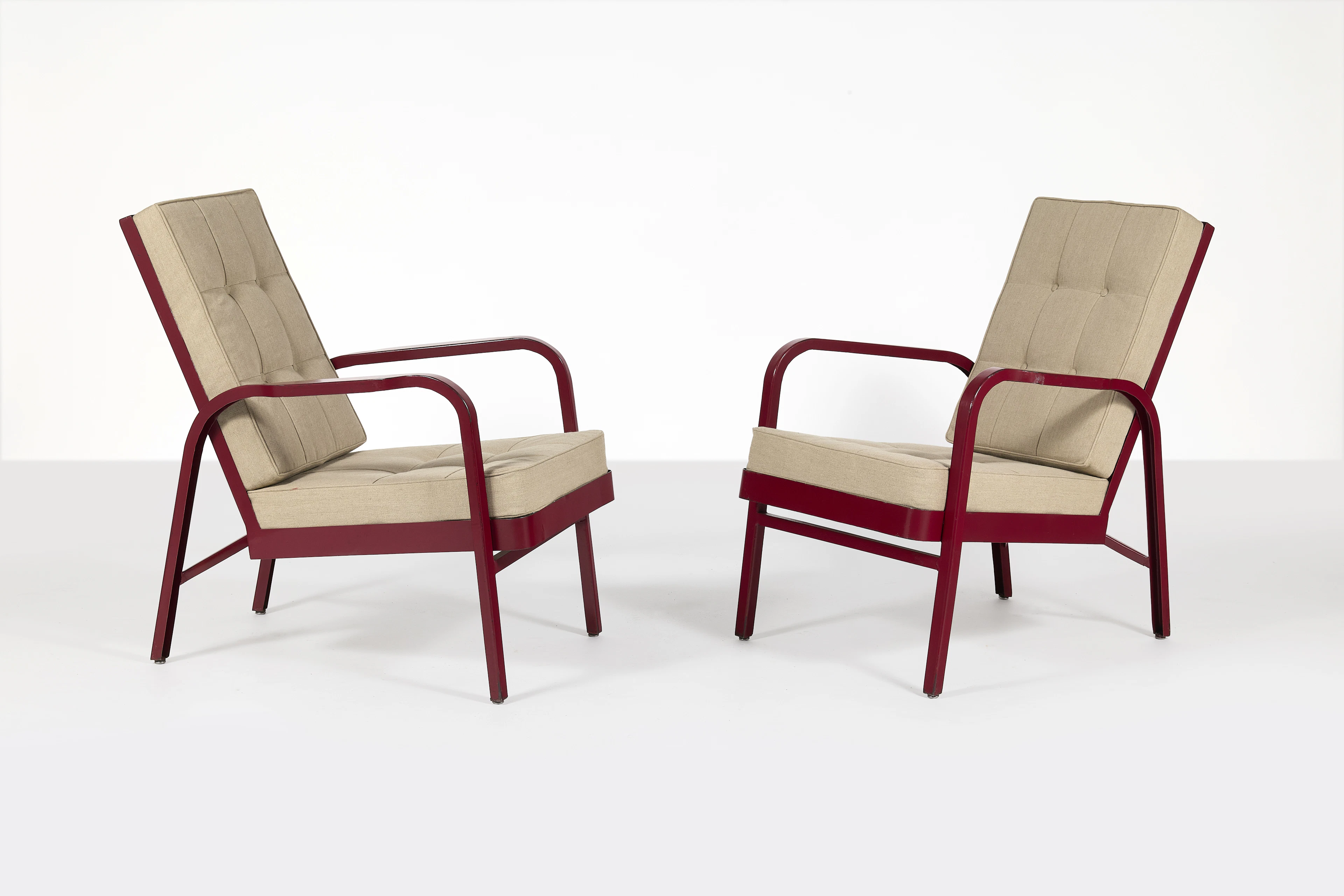 Jean PROUVÉ pour Jules LELEU 1901-1984 & 1883-1961 Paire de fauteuils