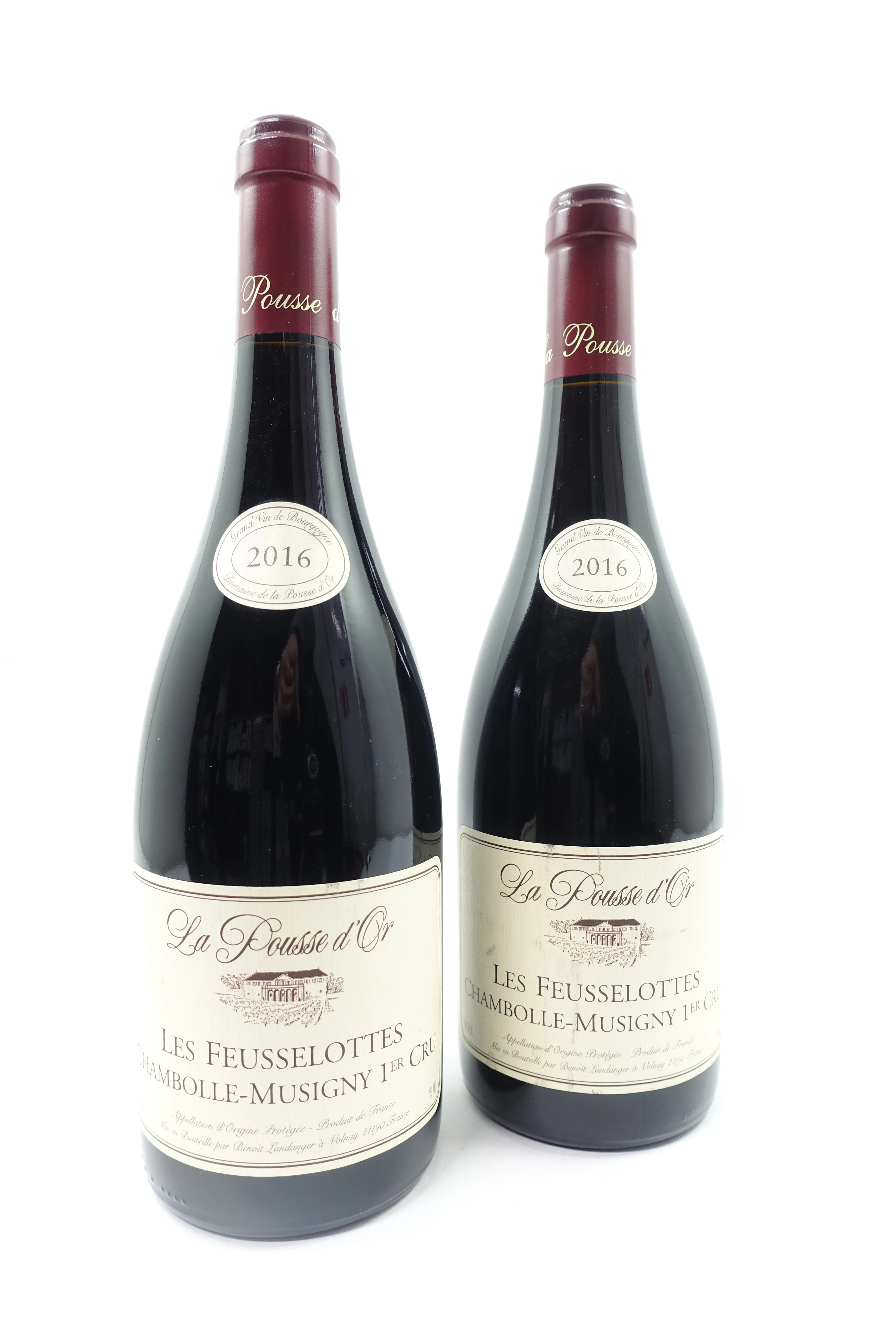 2 bts CHAMBOLLE MUSIGNY 2016 1er Cru Les Feusselottes. La Pousse d'Or