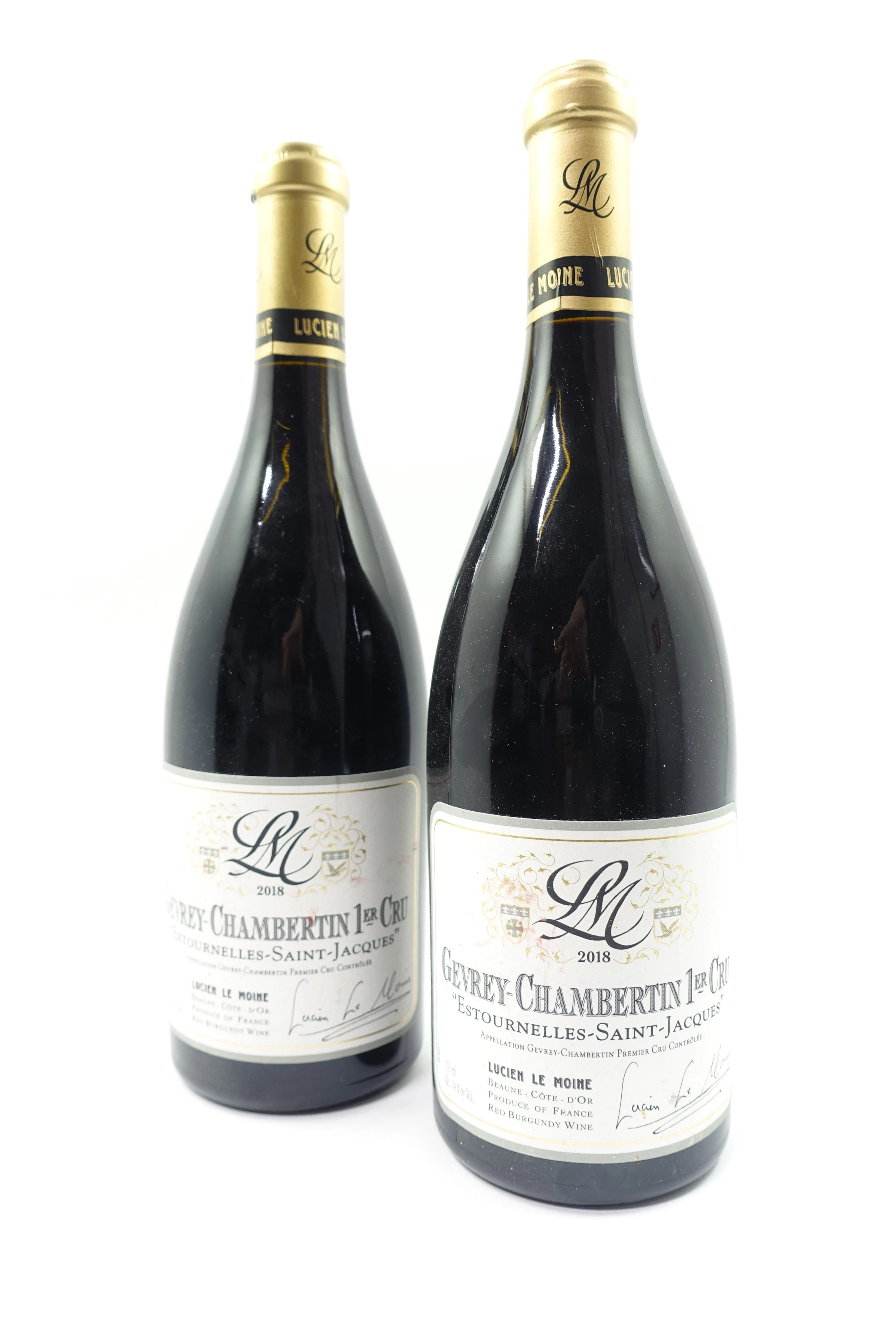 2 bts GEVREY CHAMBERTIN 2018 1er Cru Estournelles Saint-Jacques. Lucien