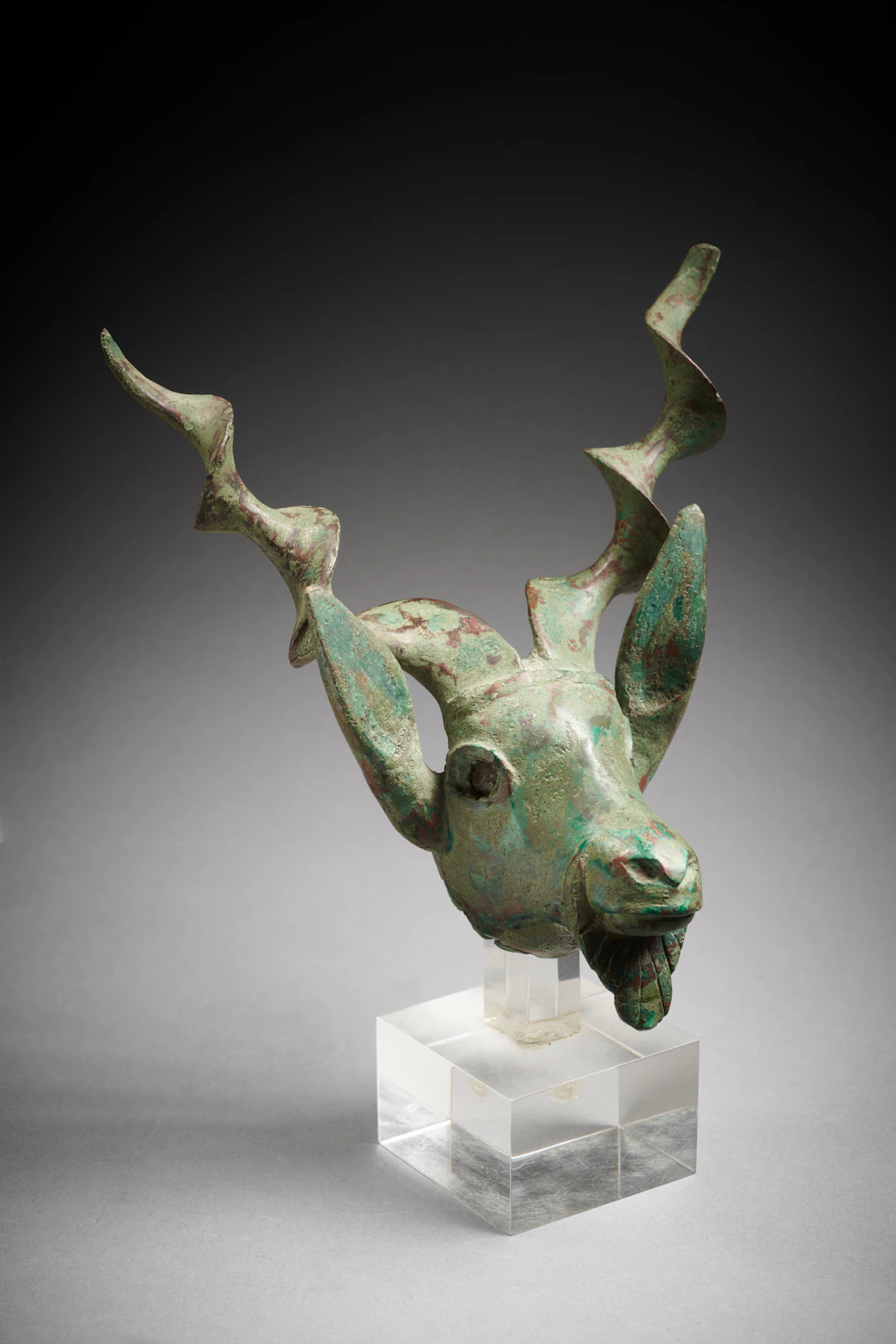 A Sumerian bronze head of a Markhor goat