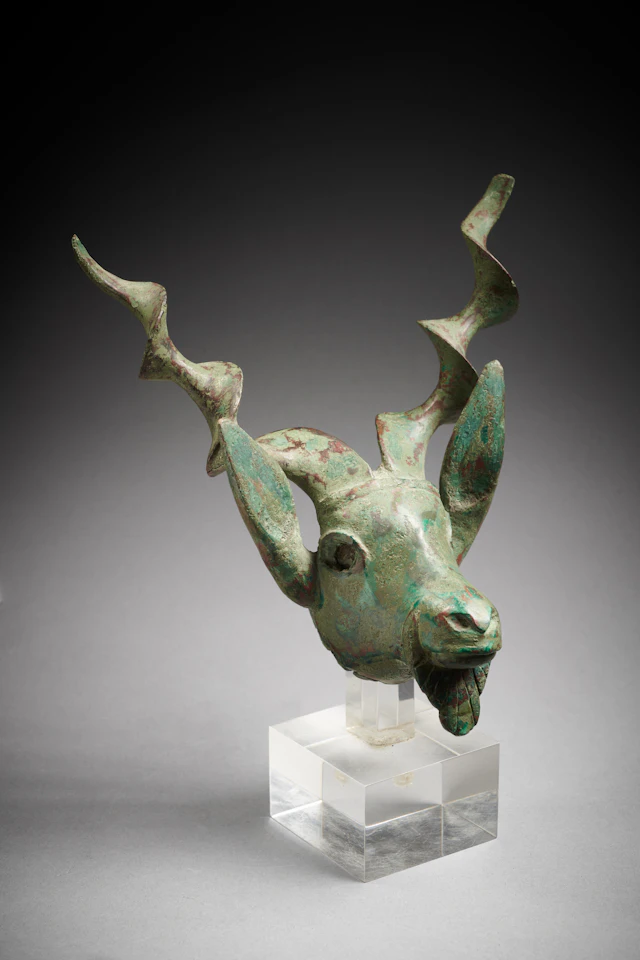 A Sumerian bronze head of a Markhor goat