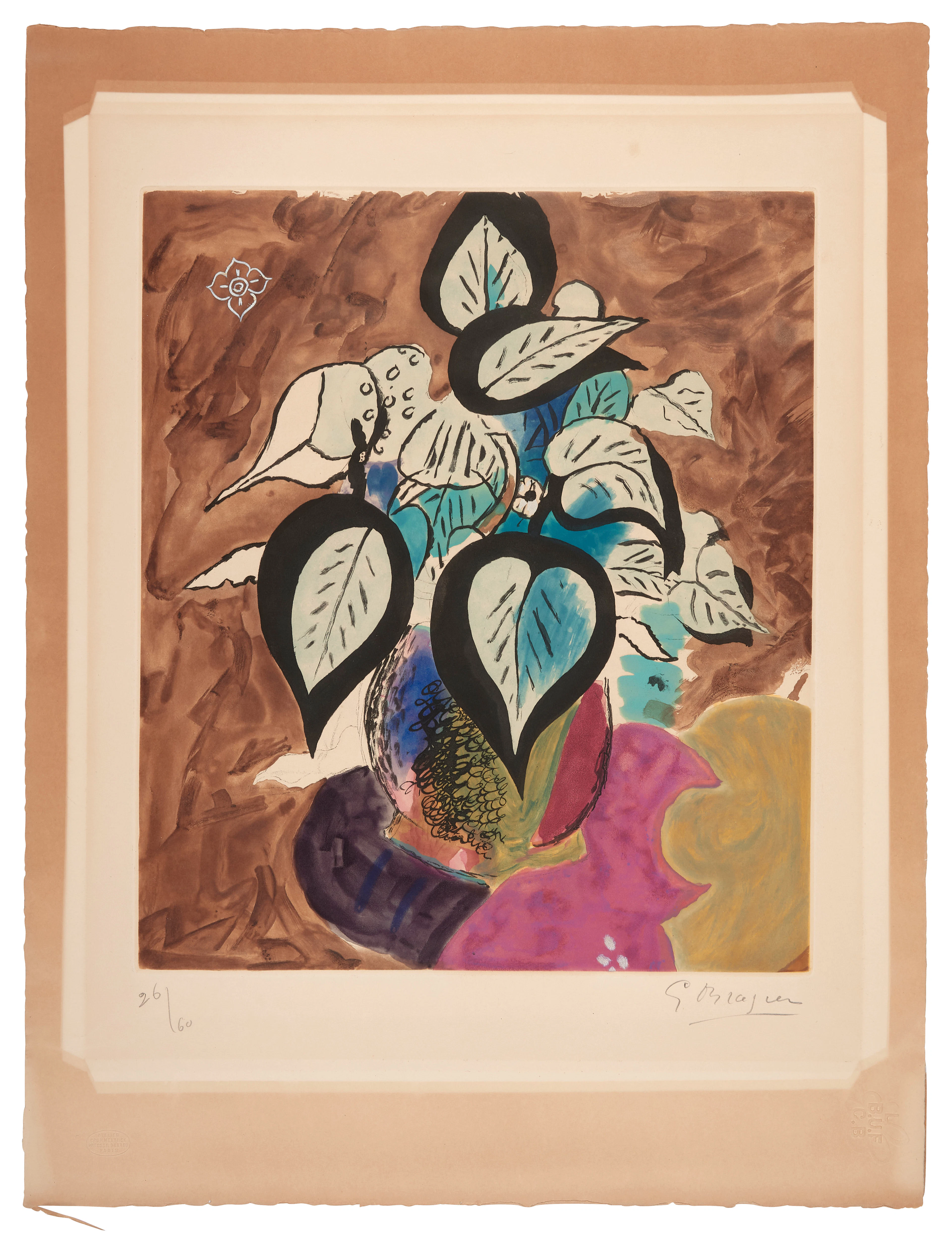 Georges BRAQUE (1882 - 1963) Feuillage en couleurs – 1956