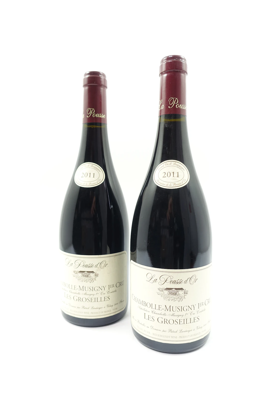 2 bts CHAMBOLLE MUSIGNY 2011 1er Cru. Les Groseilles. La Pousse d'Or