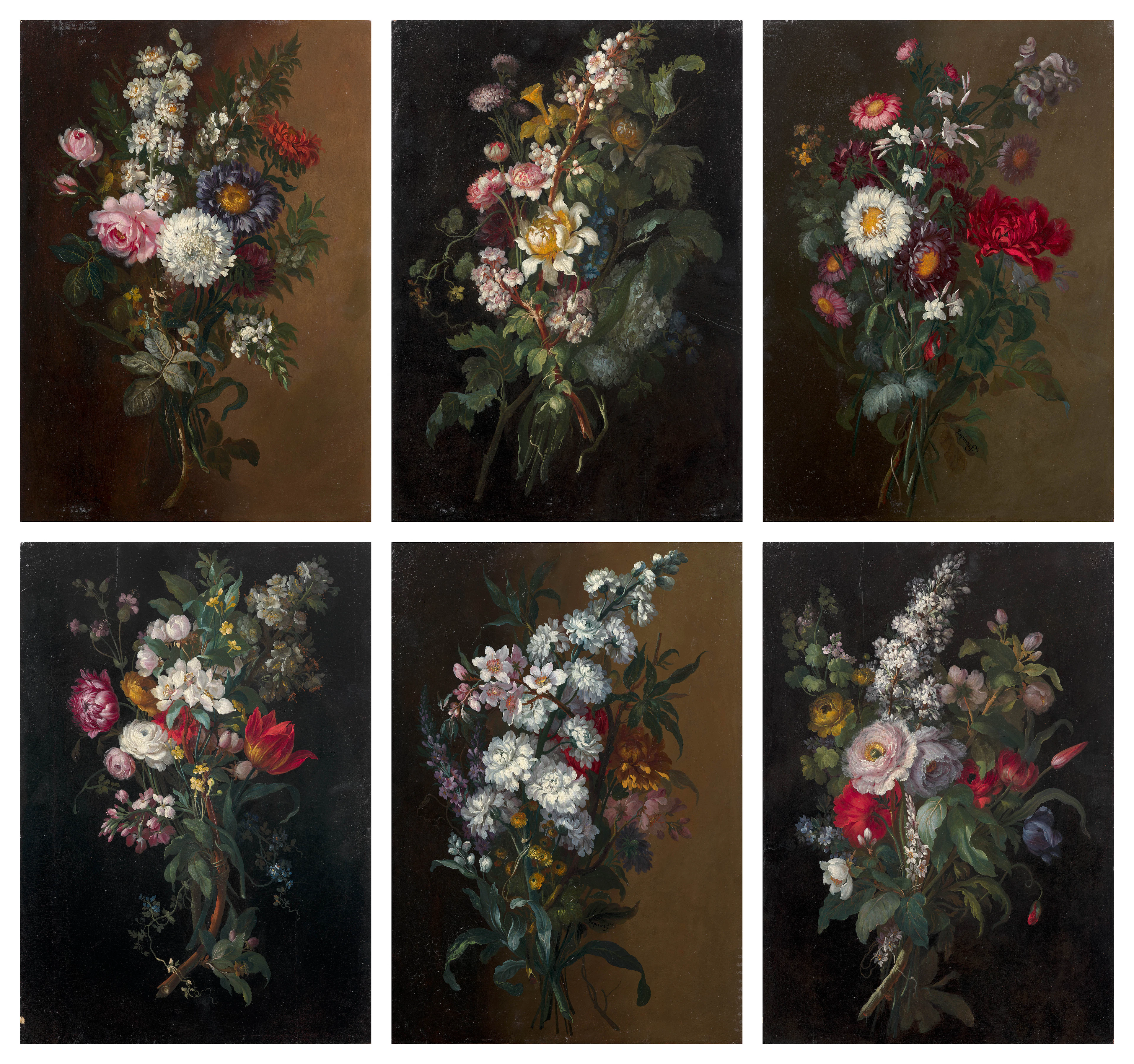 Benito ESPINOS Valence, 1748 - 1818 Six compositions florales