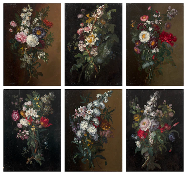 Benito ESPINOS Valence, 1748 - 1818 Six compositions florales