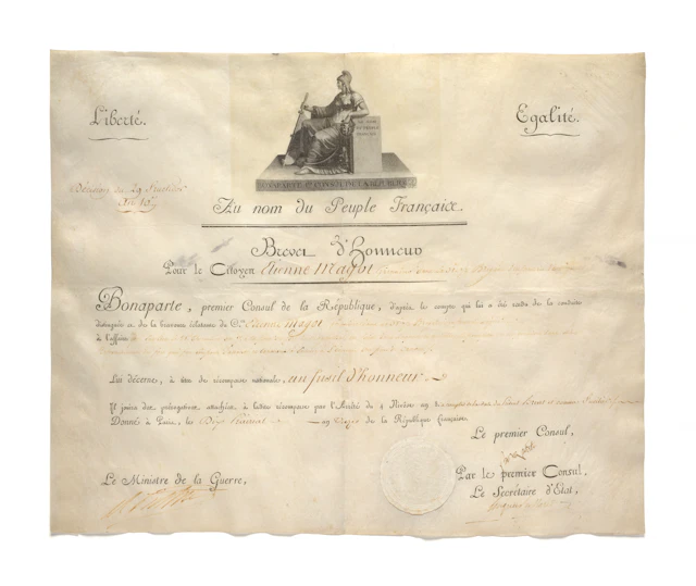 RARE BREVET DE FUSIL D’HONNEUR DU CITOYEN ETIENNE MAGOT, GRENADIER