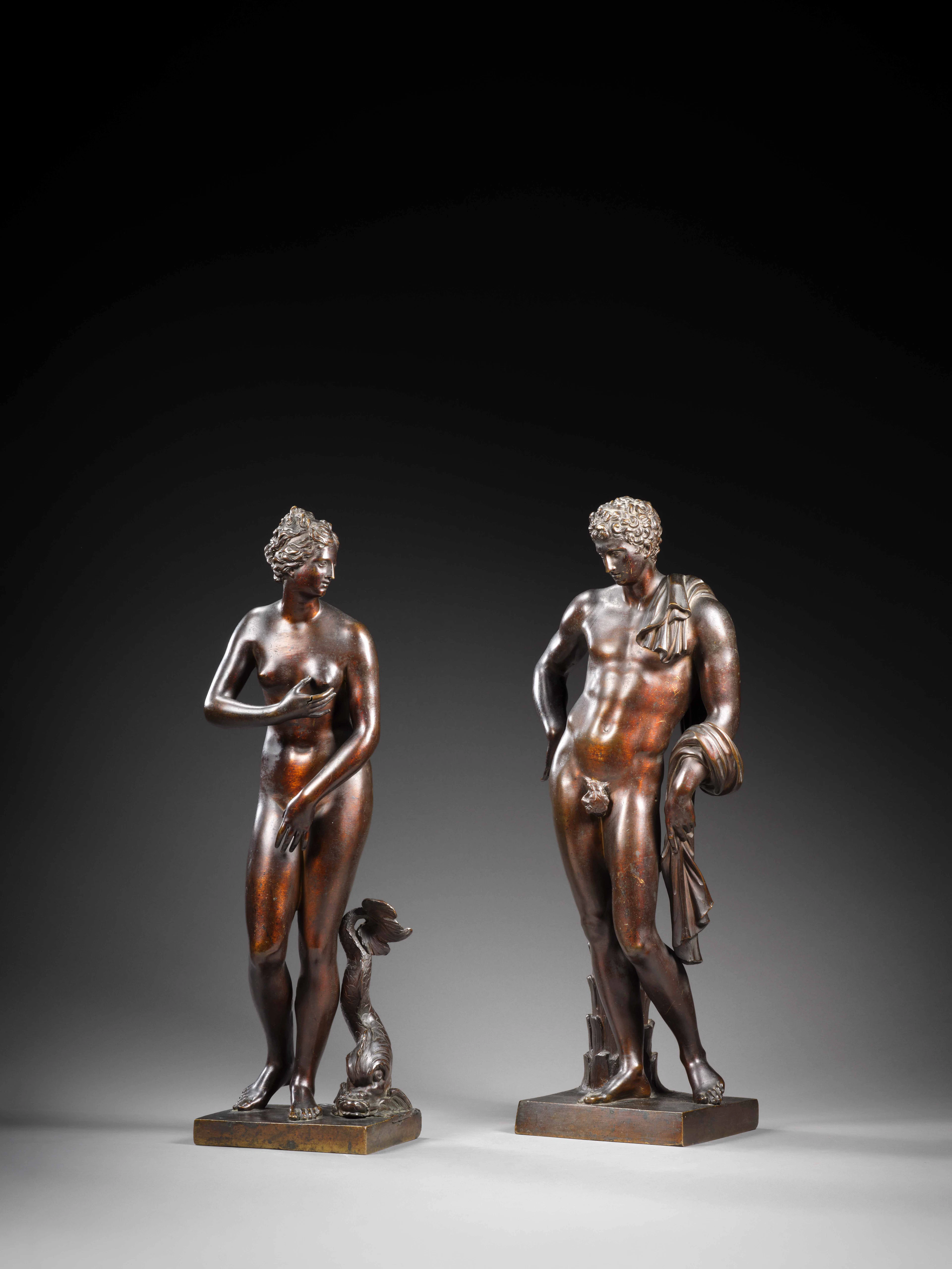France, vers 1700 D'après l'antique Vénus Médicis et Antinoüs du Belvedère