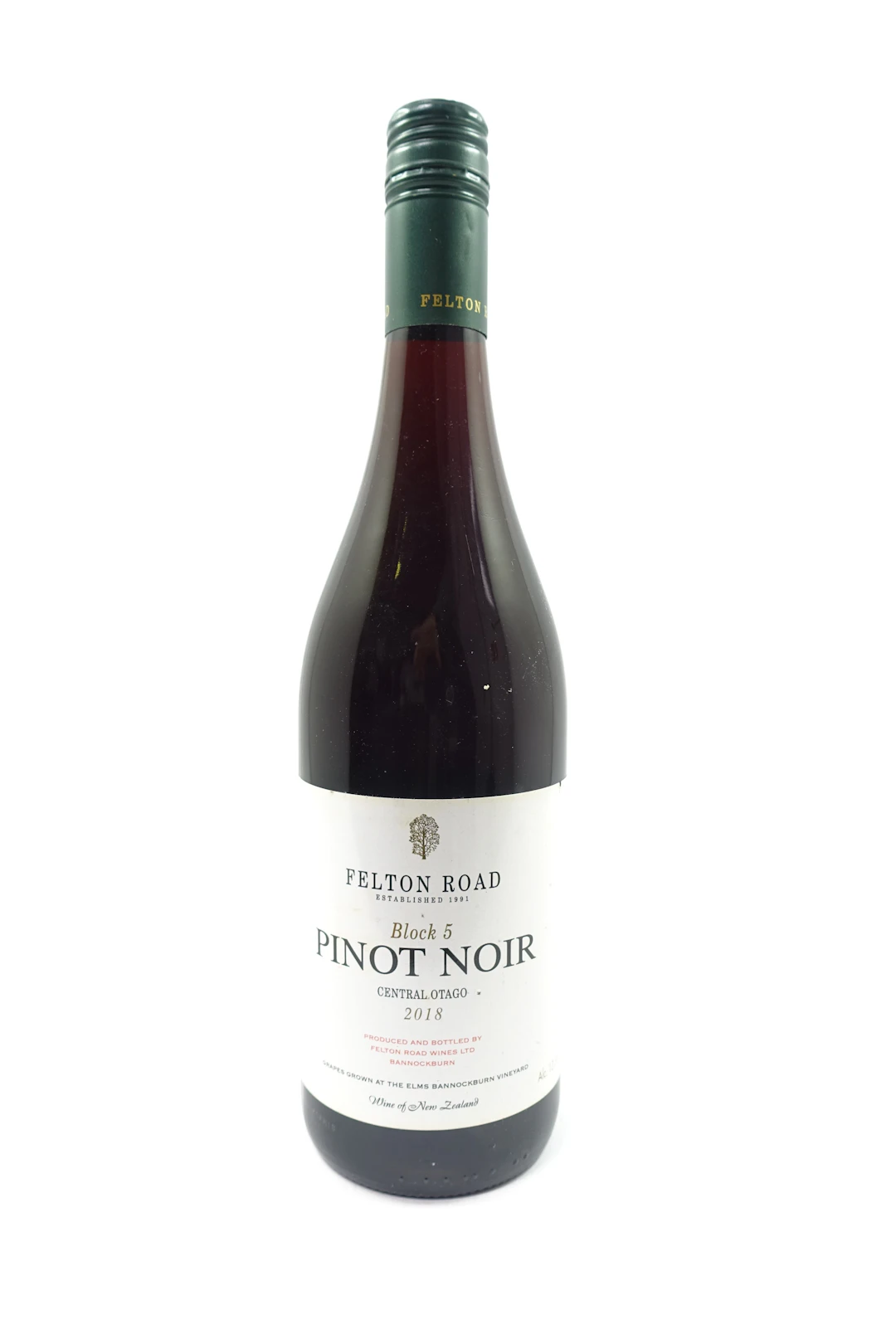 1 bt NOUVELLE ZELANDE - FELTON ROAD 2018 Pinot Noir. Block 5. Central Otago