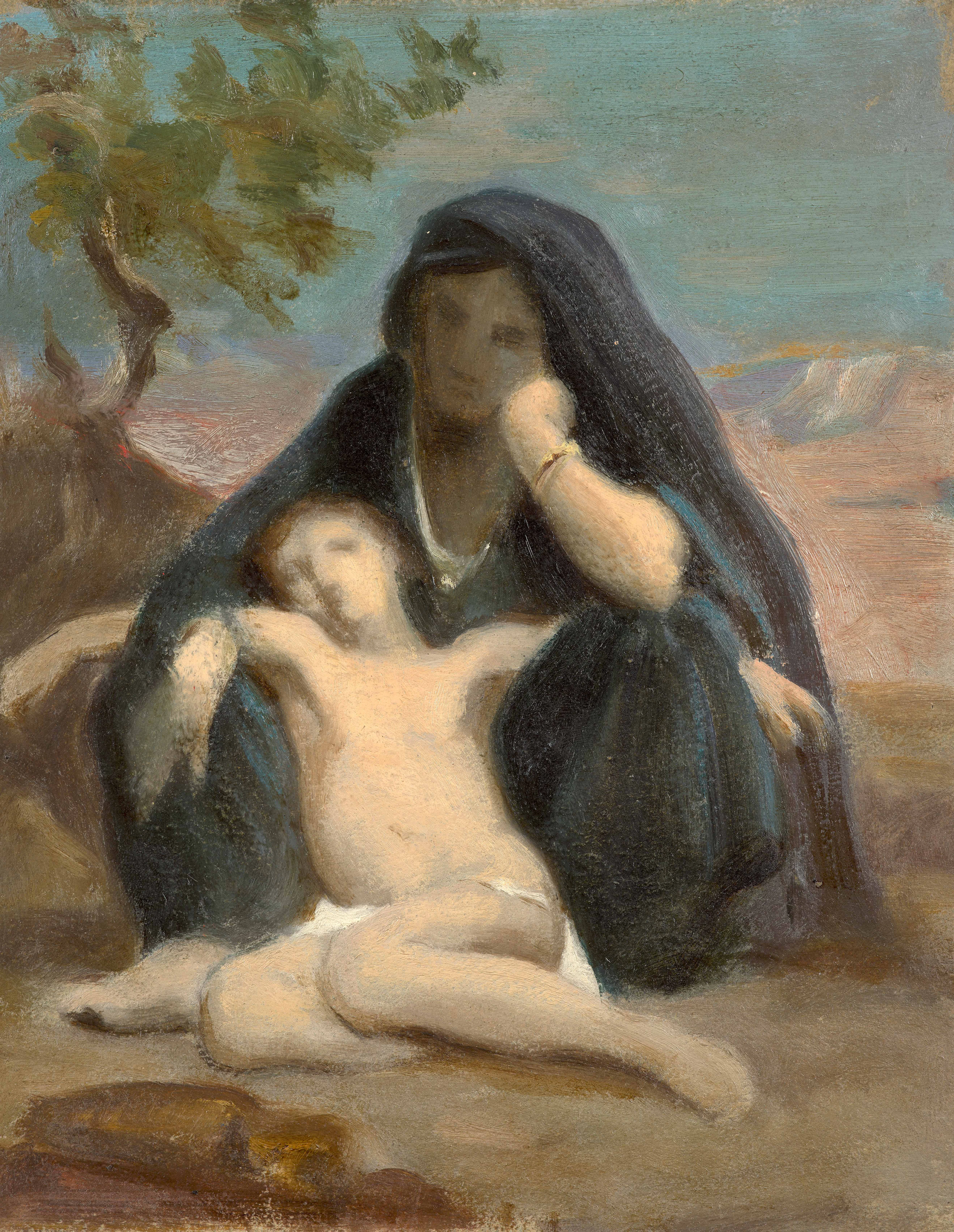 William BOUGUEREAU La Rochelle, 1825 - 1905 Etude pour 'Agar et Ismaël'