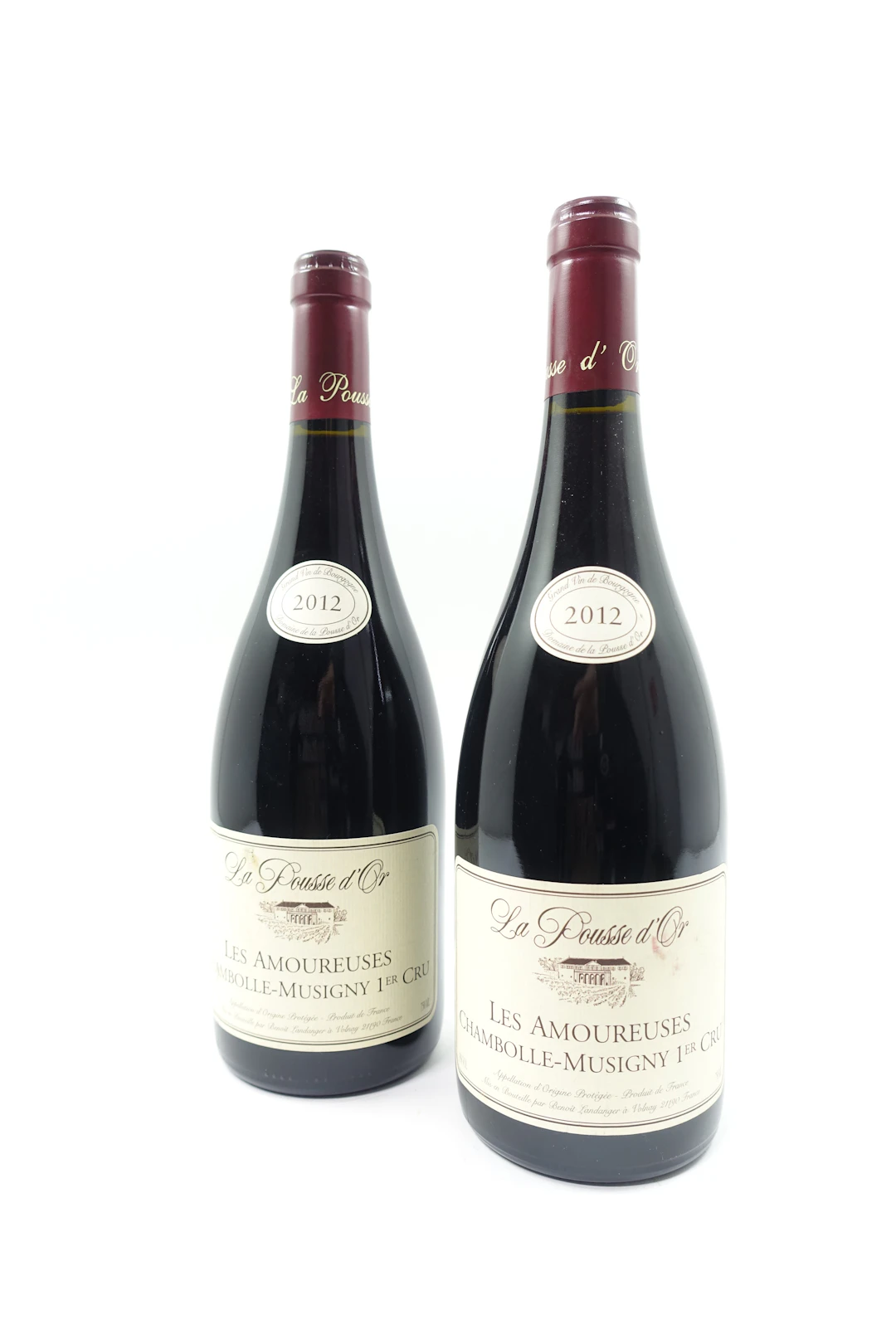 2 bts CHAMBOLLE MUSIGNY 2012 1er cru Les Amoureuses. La Pousse d'Or