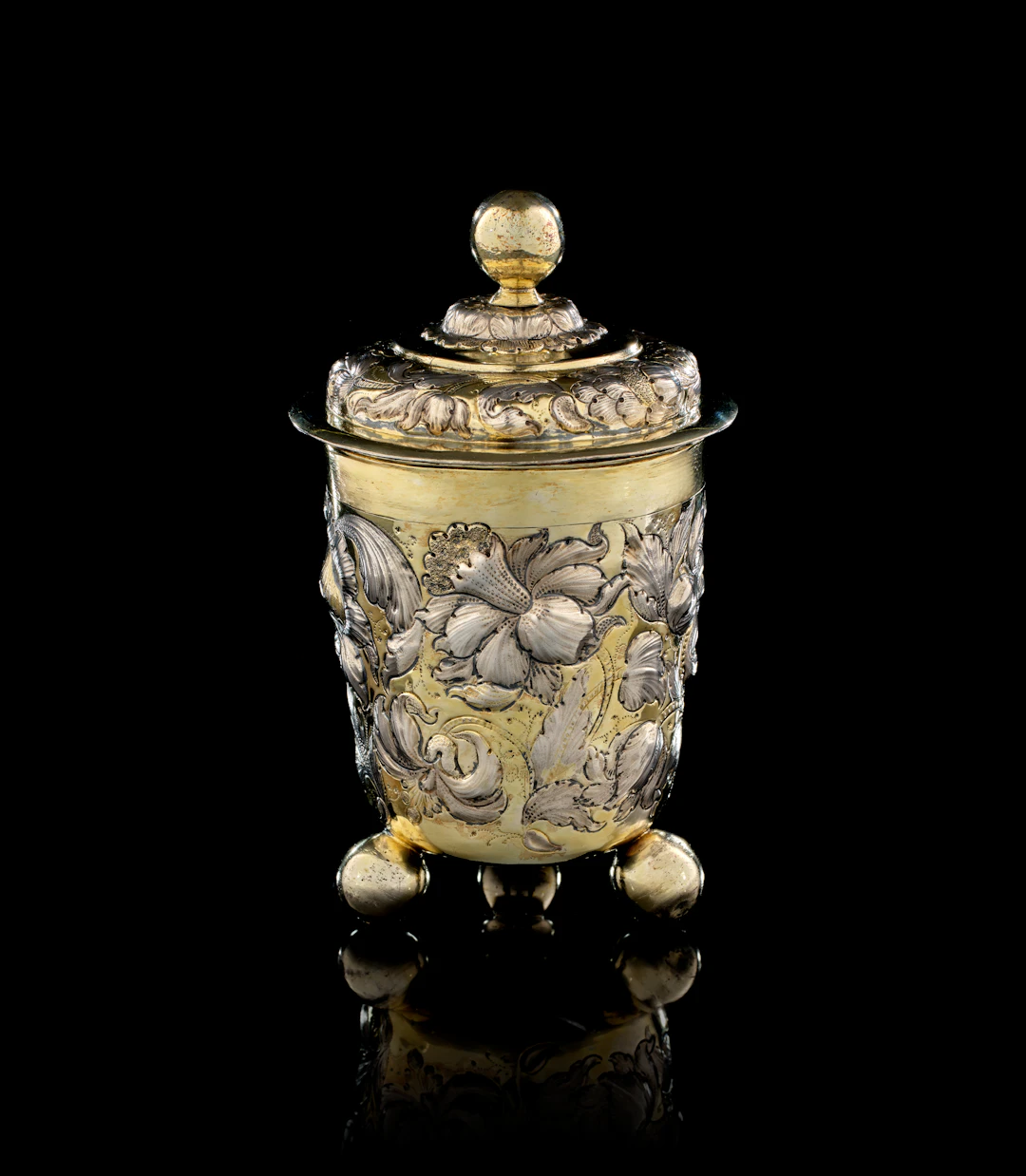 A German parcel-gilt silver covered beaker, Sebald Krumbholz, Leipzig, 1665