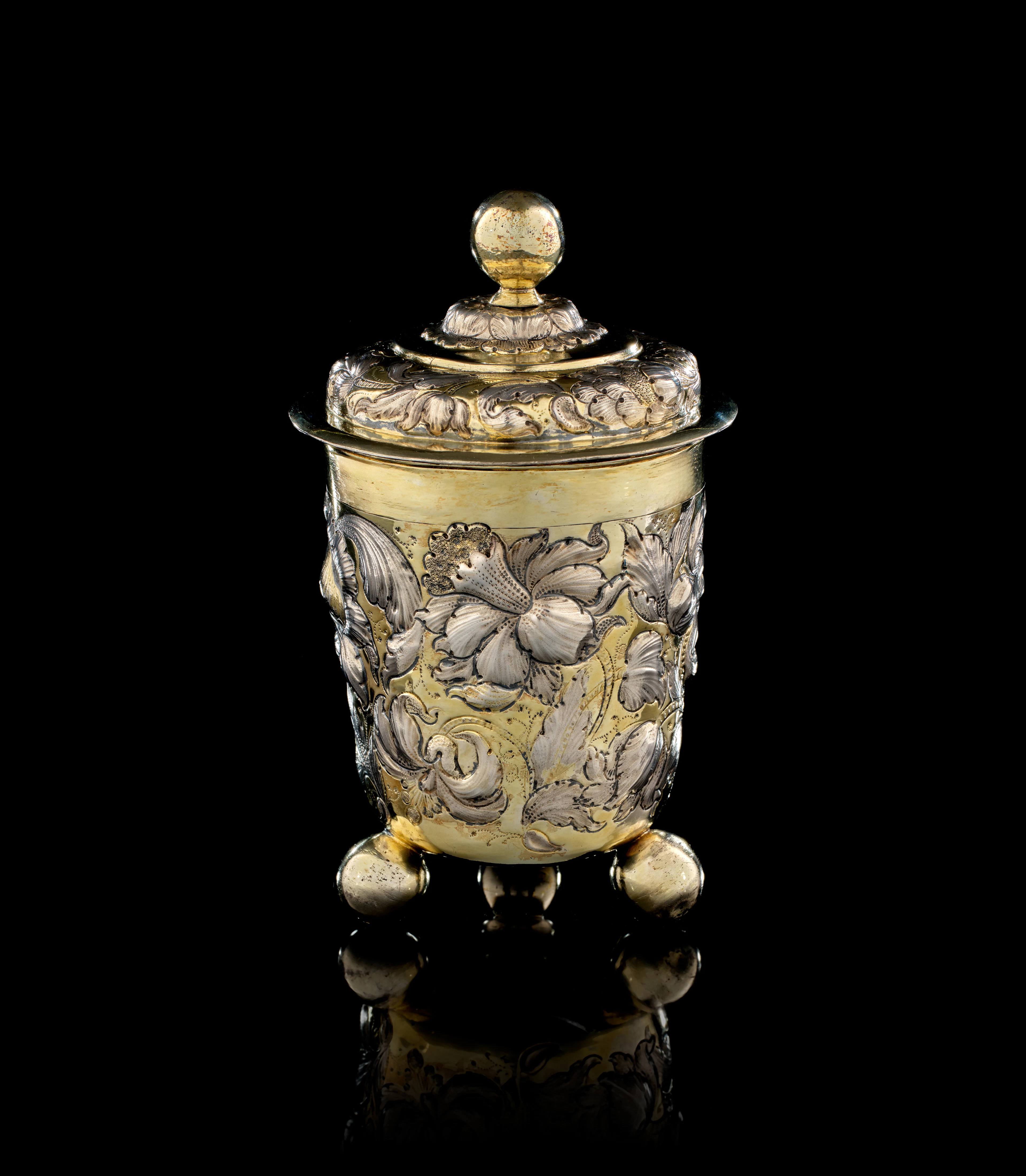 A German parcel-gilt silver covered beaker, Sebald Krumbholz, Leipzig, 1665