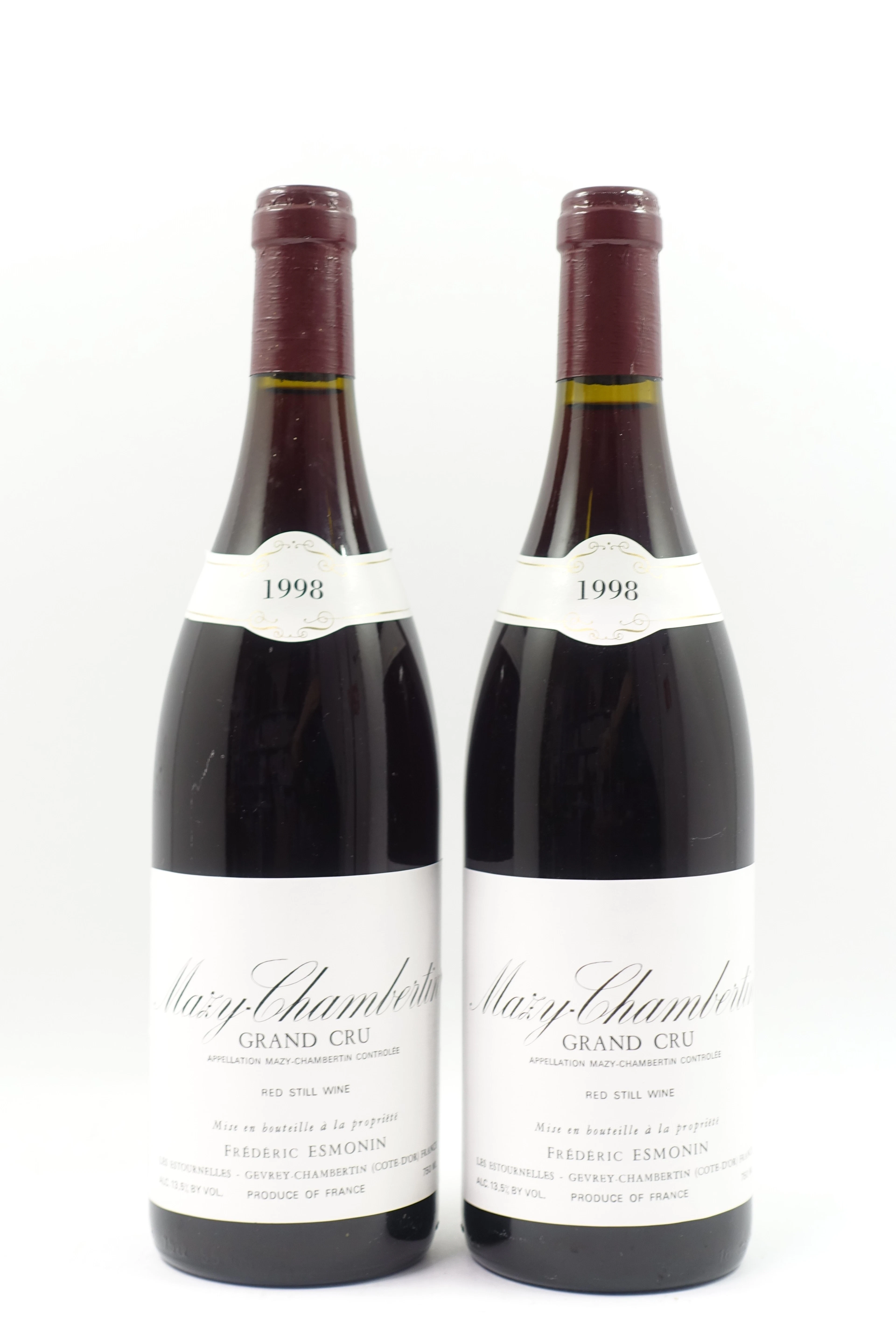 2 bts MAZY CHAMBERTIN 1998 Grand Cru. Frédéric Esmonin