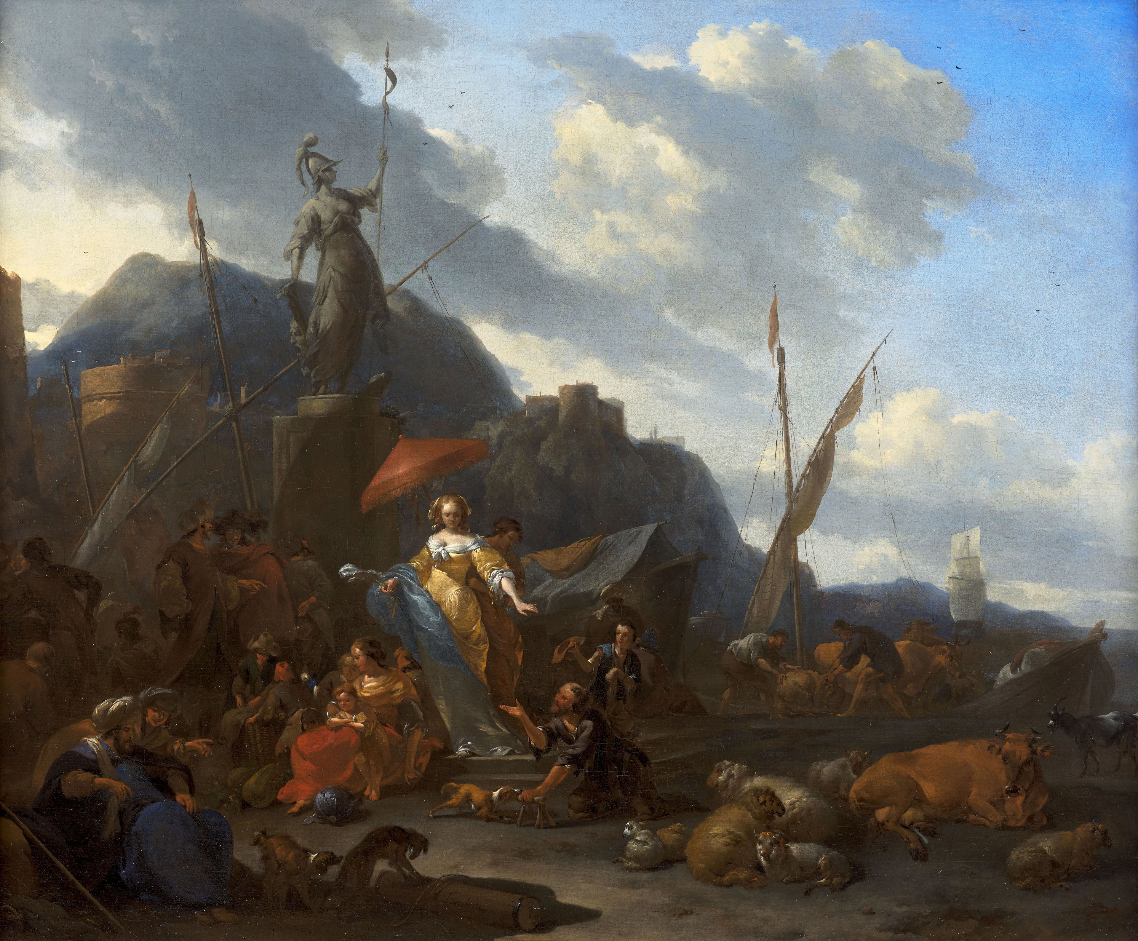 Nicolaes Pietersz. BERCHEM Haarlem, 1620 - Amsterdam, 1683 Port italien