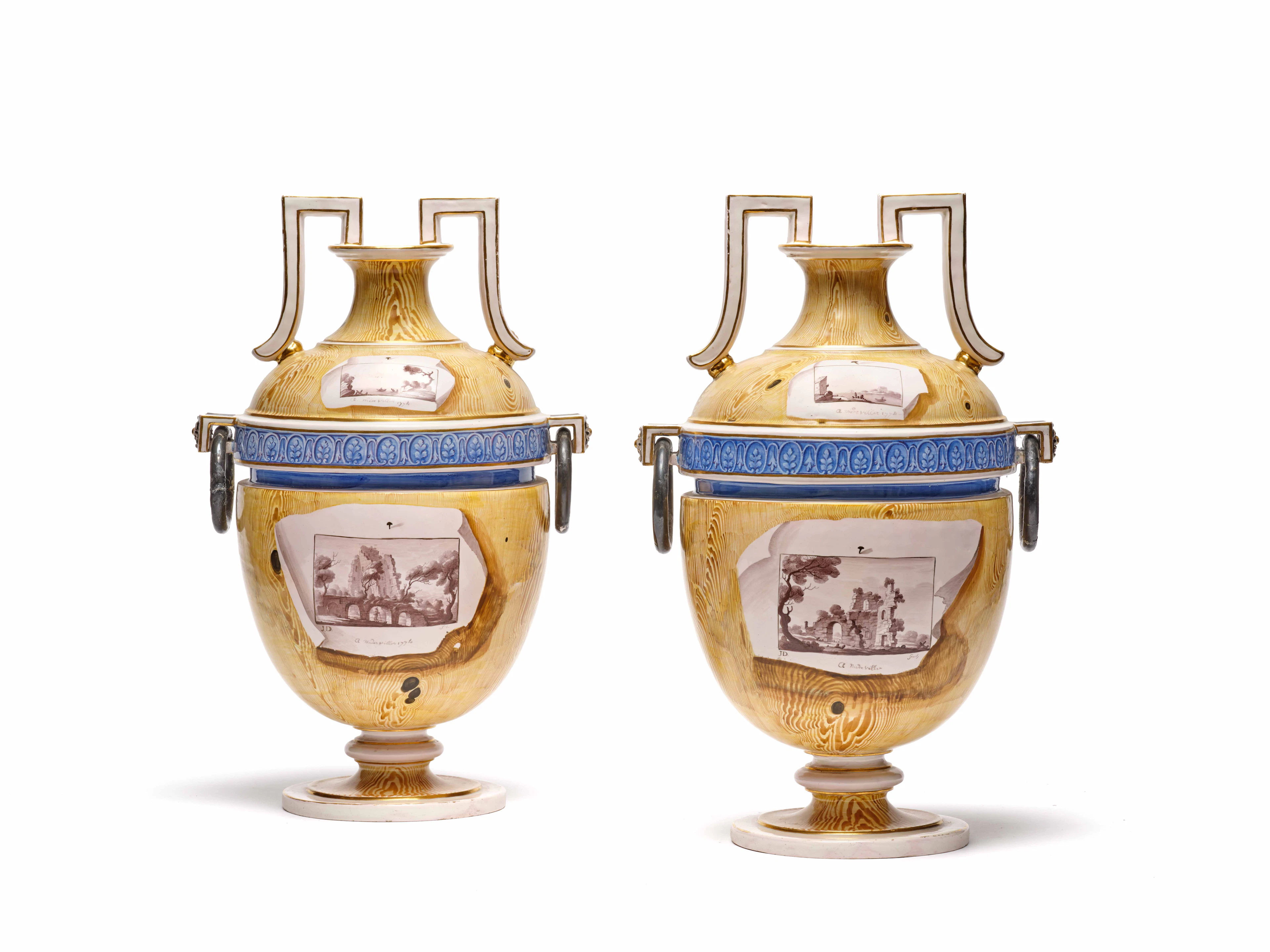 PAIRE DE VASES EN FAÏENCE DE NIDERVILLER DU XVIIIe SIÈCLE, DATÉS 1774