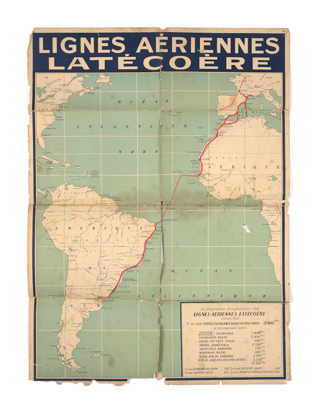 AFFICHE DES LIGNES AERIENNES LATÉCOERE AYANT APPARTENU À JEAN MERMOZ