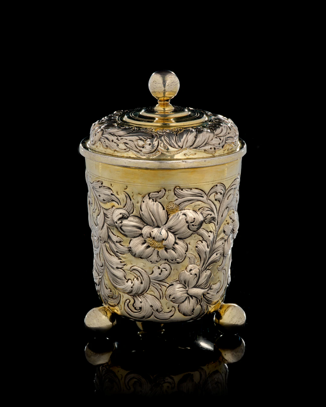 A German parcel-gilt silver covered beaker, unidentified maker, circa 18680