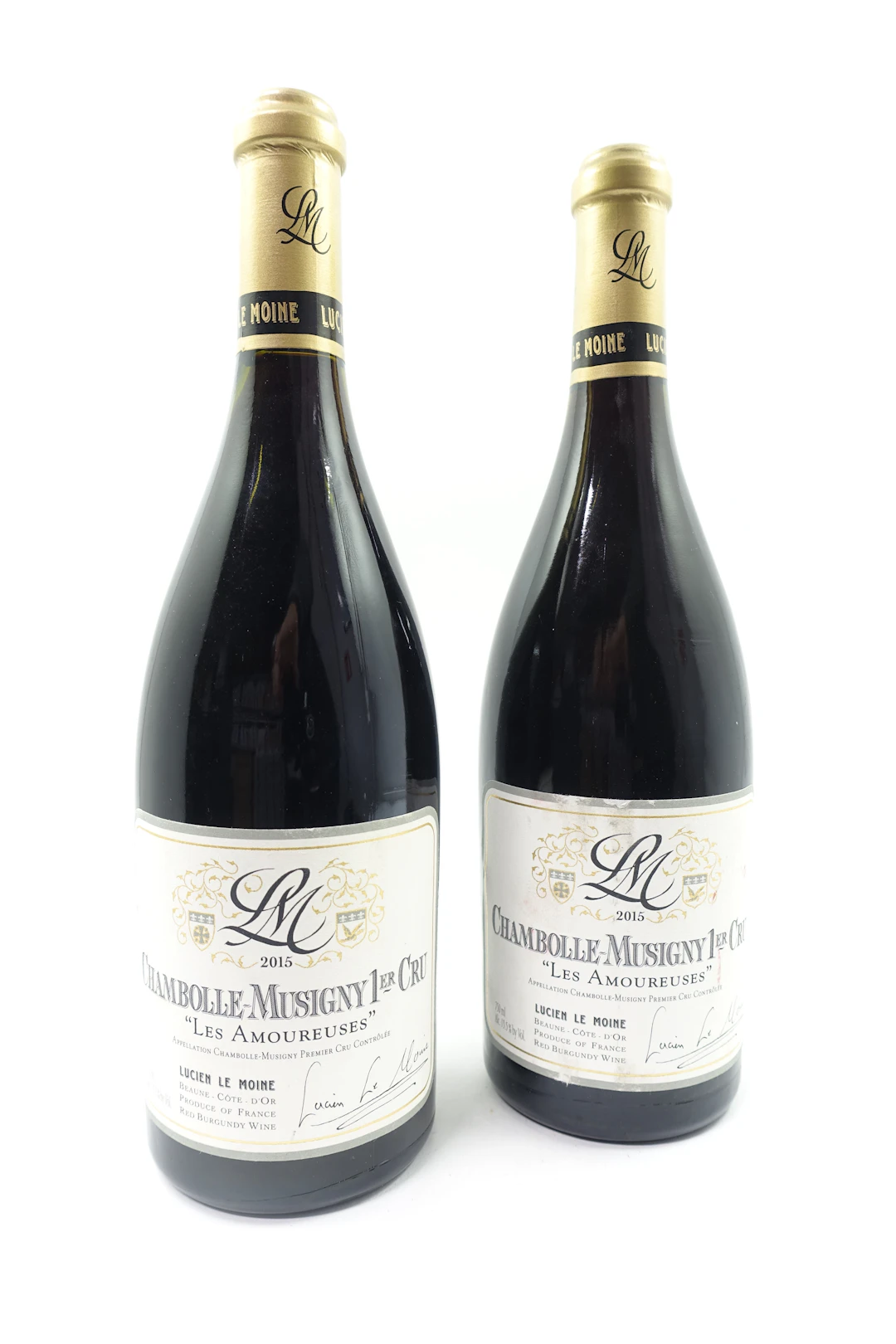 2 bts CHAMBOLLE MUSIGNY 2015 1er Cru Les Amoureuses. Lucien Le Moine