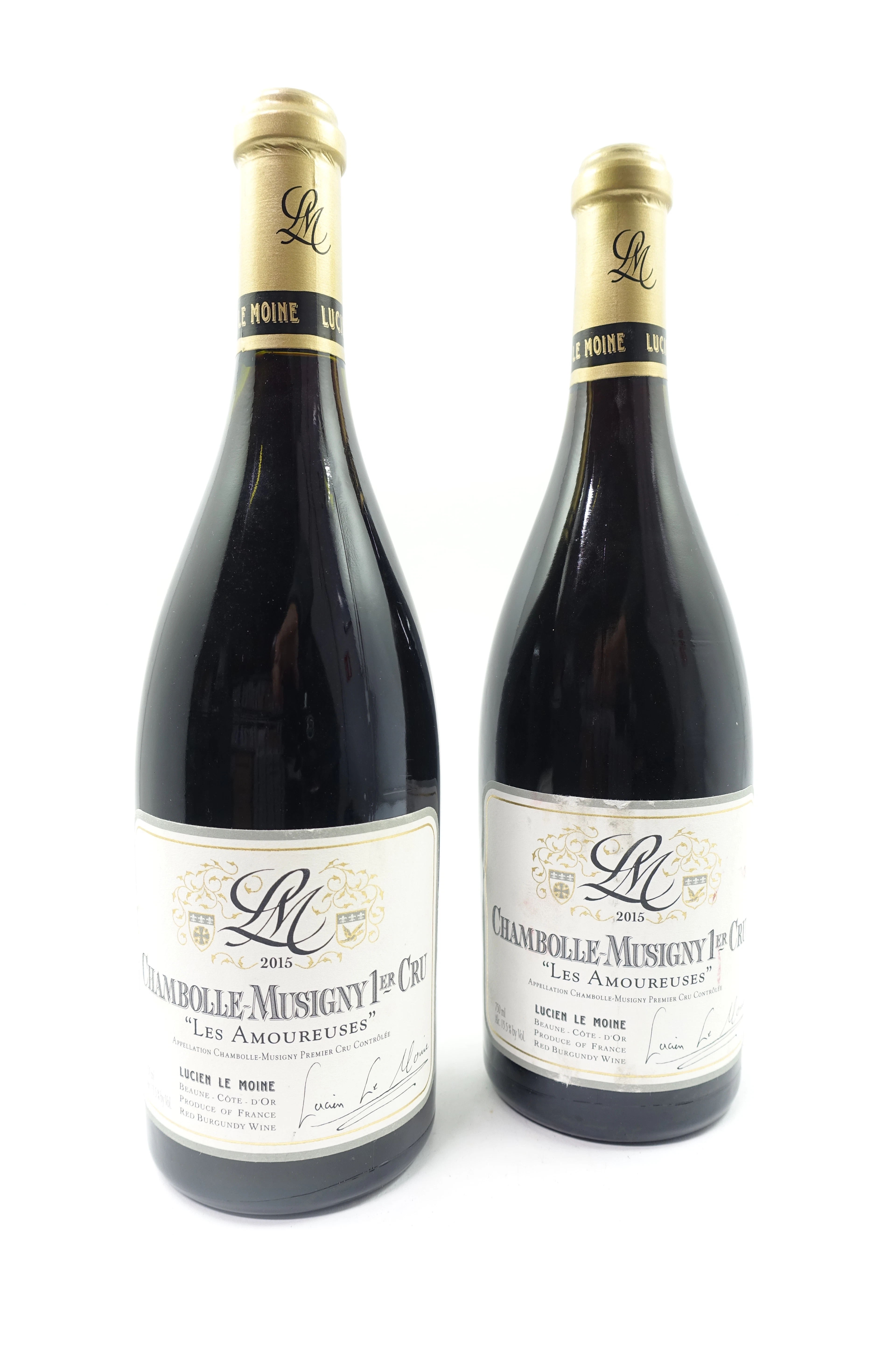 2 bts CHAMBOLLE MUSIGNY 2015 1er Cru Les Amoureuses. Lucien Le Moine