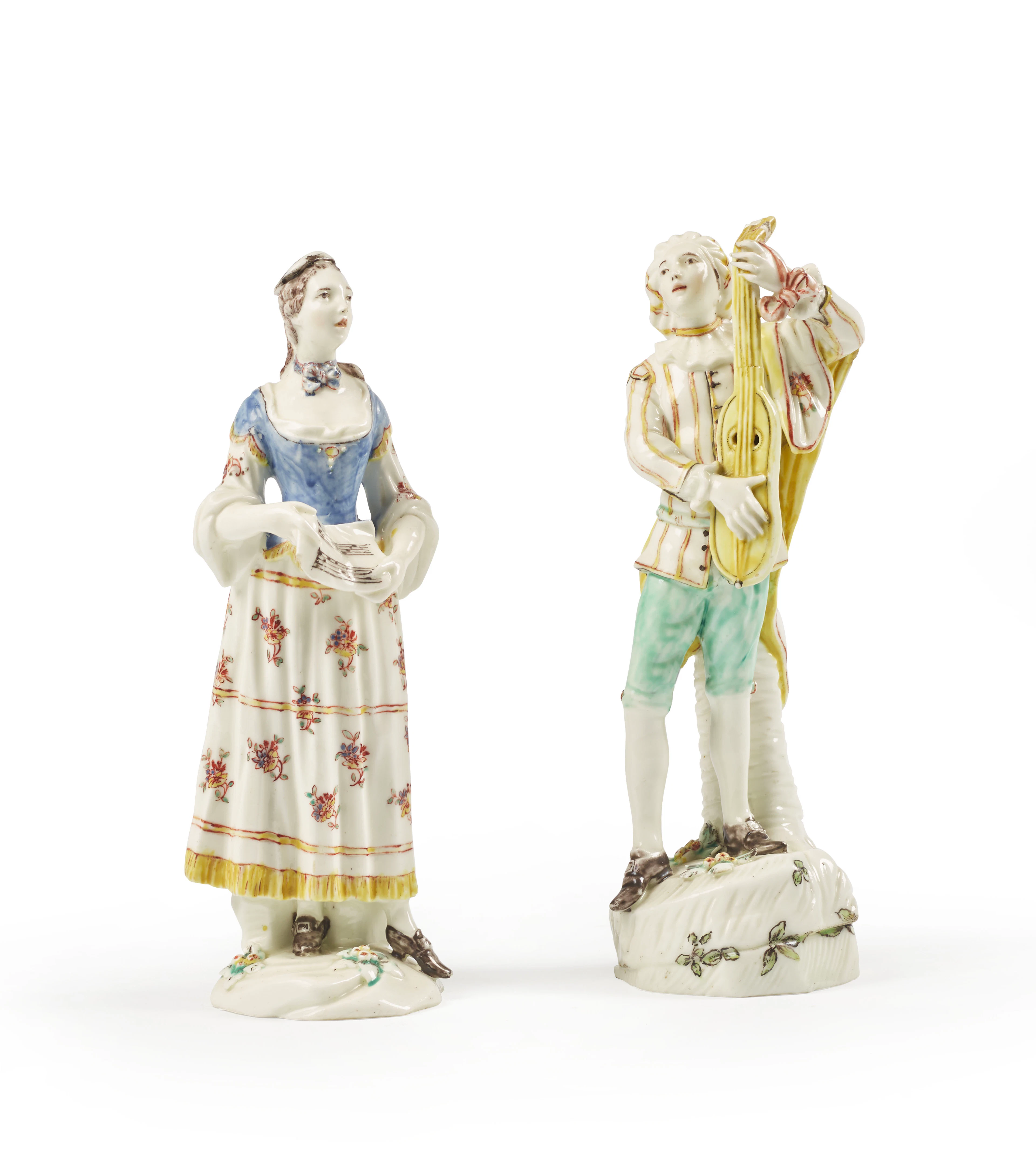 DEUX STATUETTES EN PORCELAINE DE SAINT-CLOUD DU XVIIIe SIÈCLE, VERS 1740