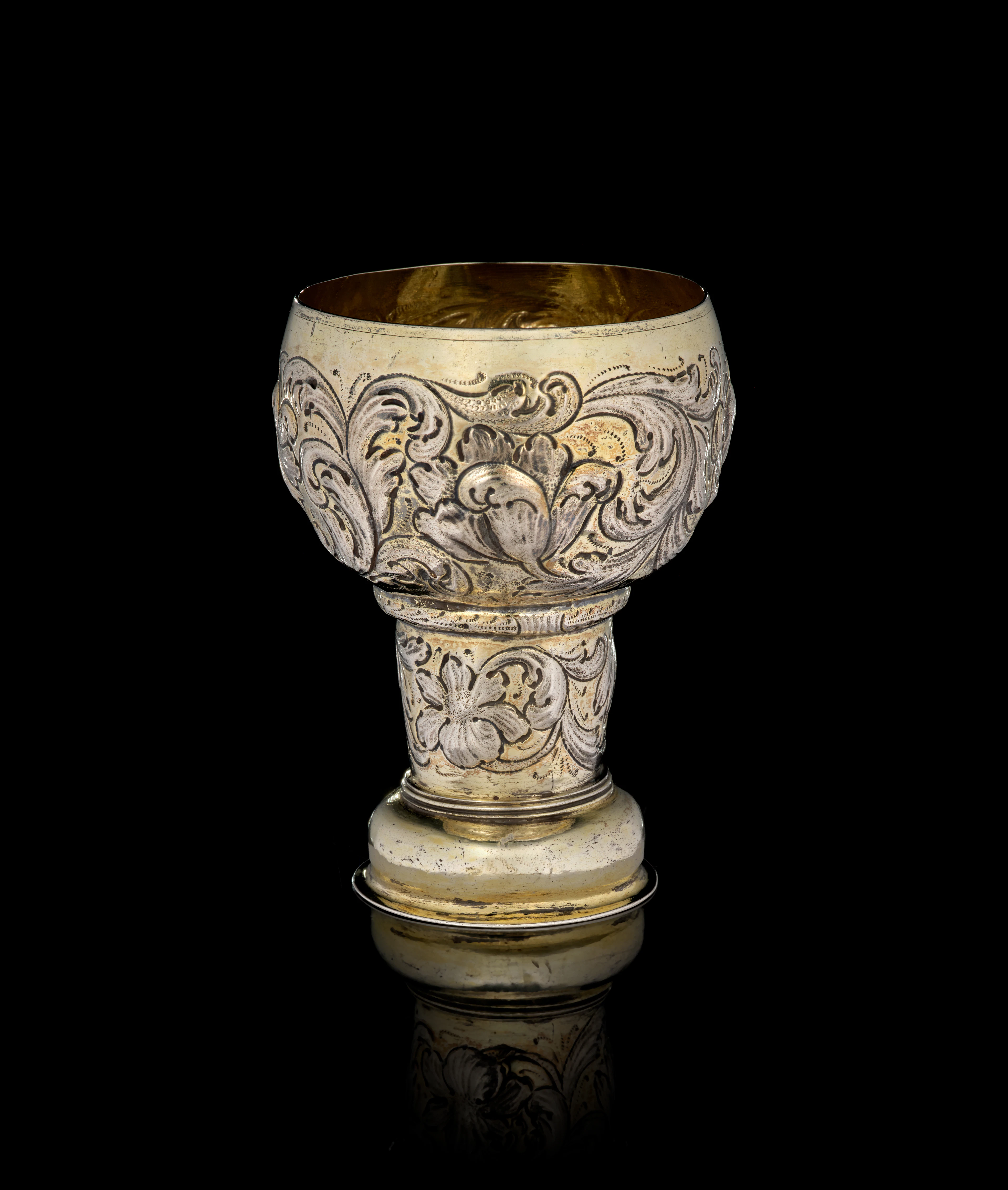 A German parcel-gilt silver römer beaker, Reinhold Rühl, Nuremberg, 1674-1681