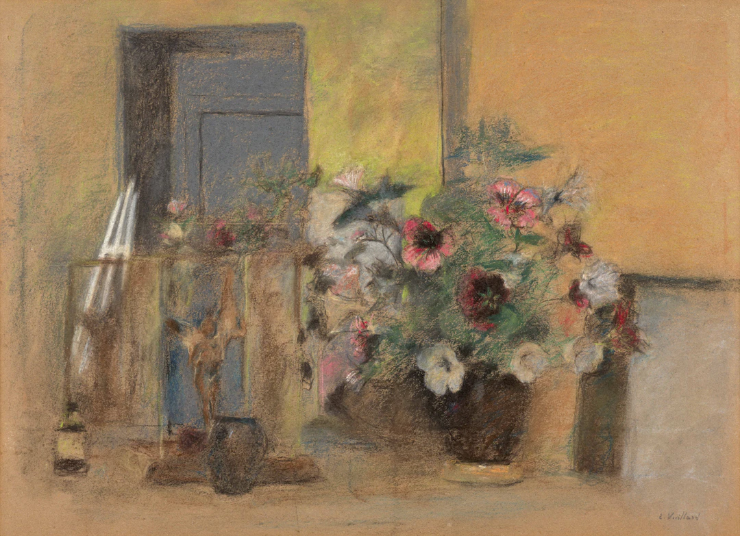 Bouquet d'anémones sur la cheminée - circa 1932-1935