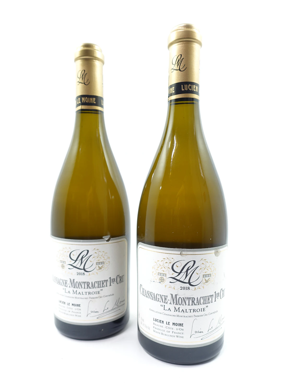 2 bts CHASSAGNE MONTRACHET 2018 (blanc) 1er Cru La Maltroie. Lucien Lemoine