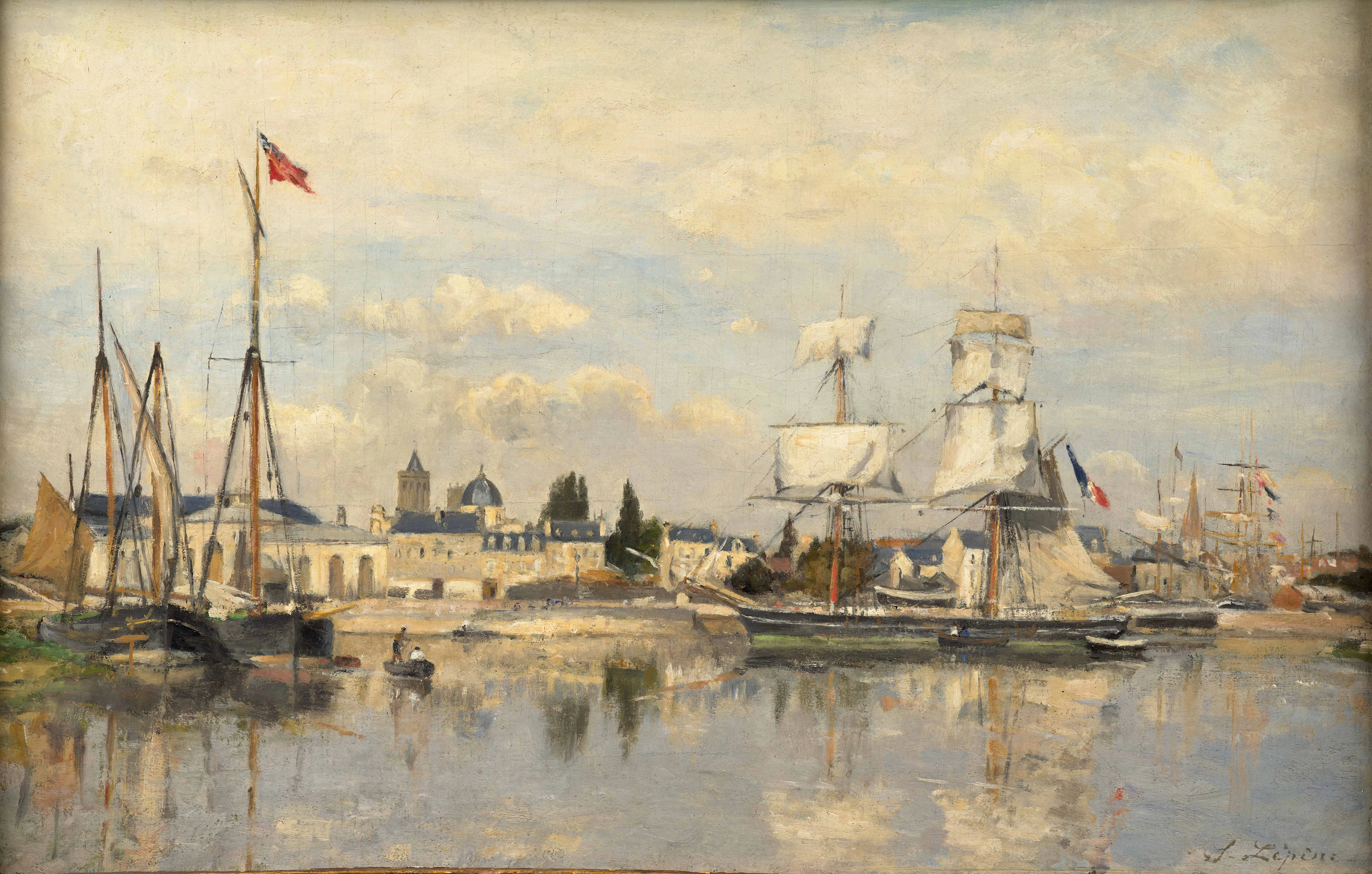 Stanislas LÉPINE 1835 - 1892 Voiliers dans le bassin de Saint-Pierre
