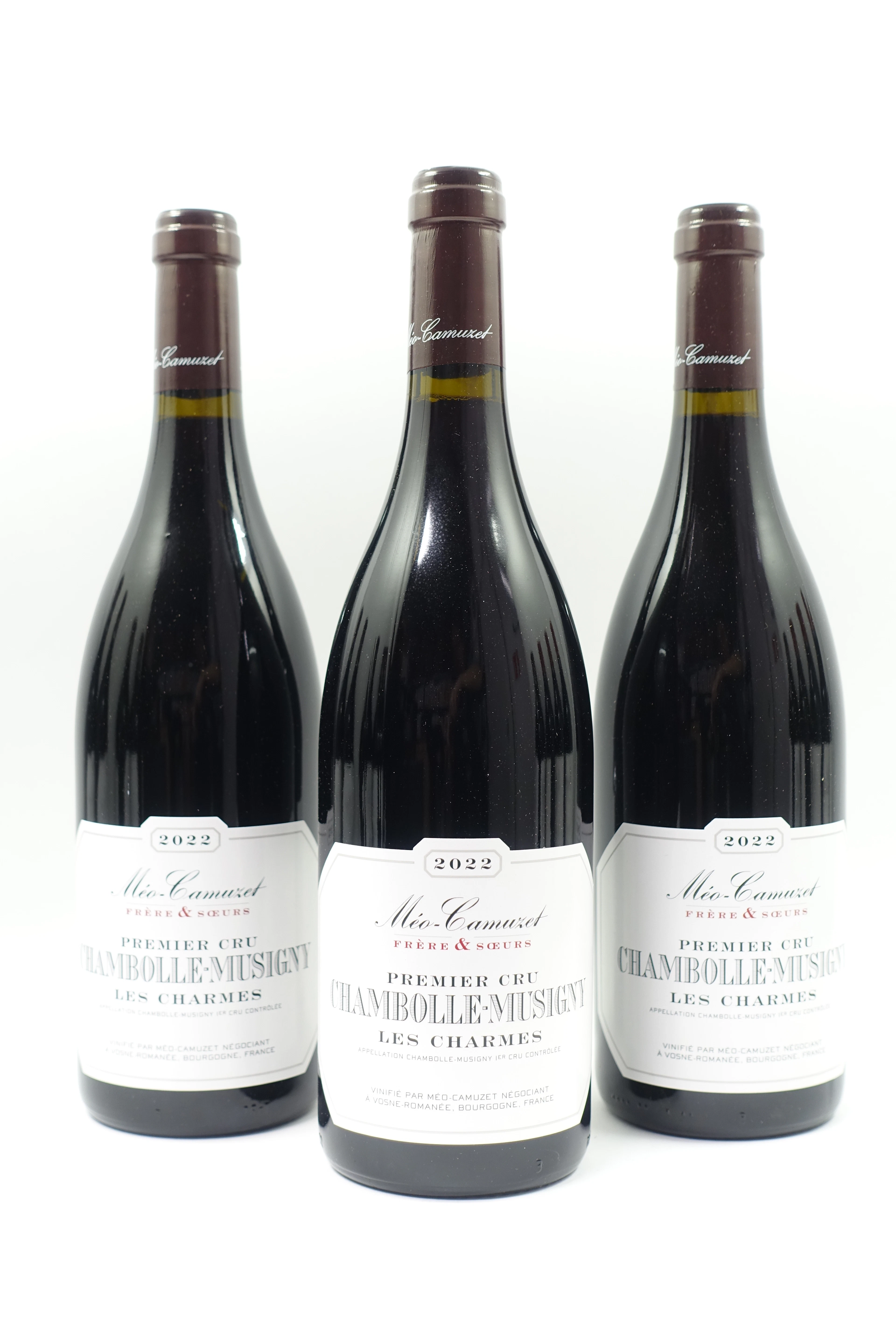 3 bts CHAMBOLLE MUSIGNY 2022 1er Cru Les Charmes. Méo Camuzet Frère & Sœurs