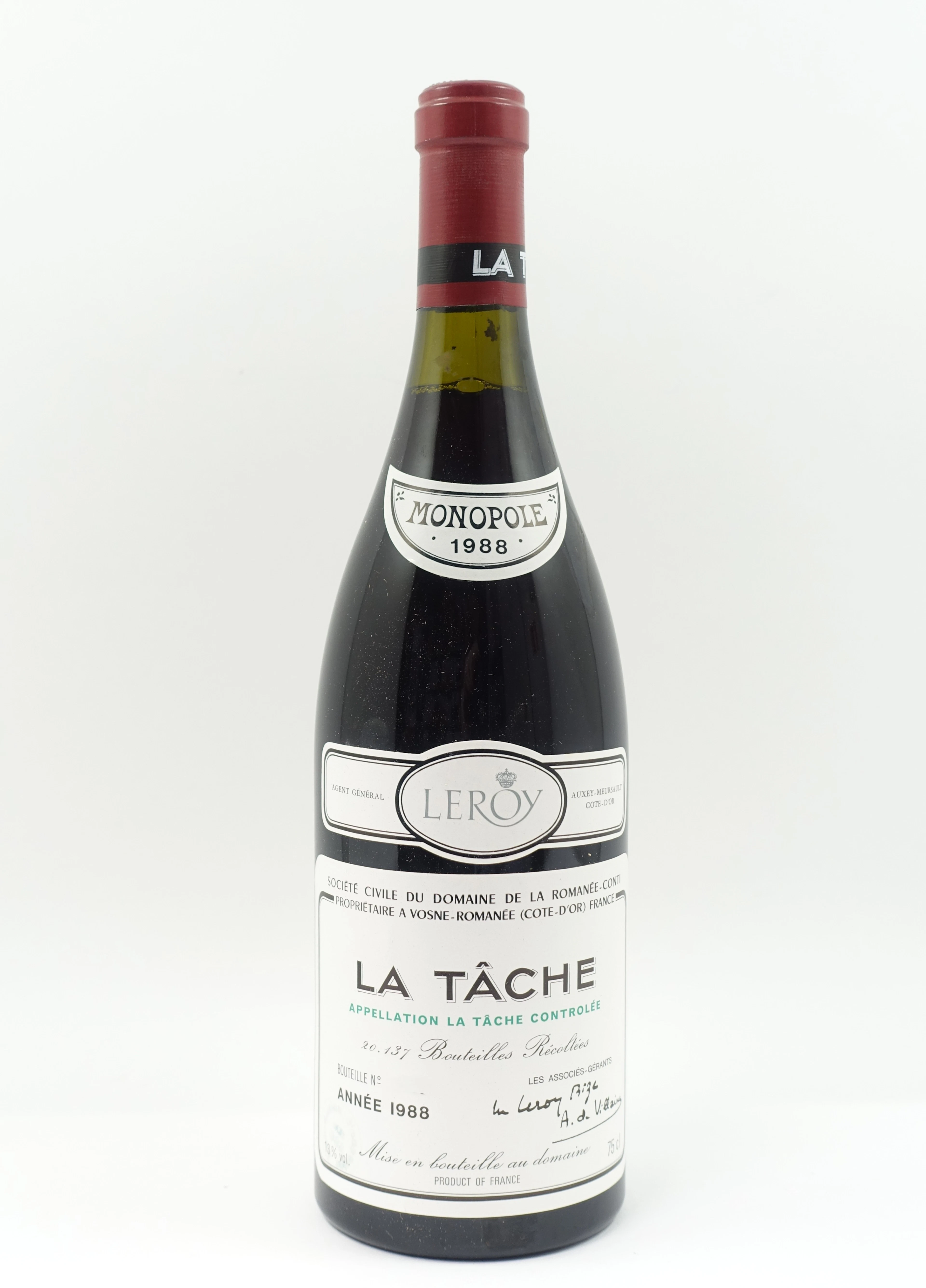 1 bt LA TACHE 1988 Grand Cru. Domaine de la Romanée Conti