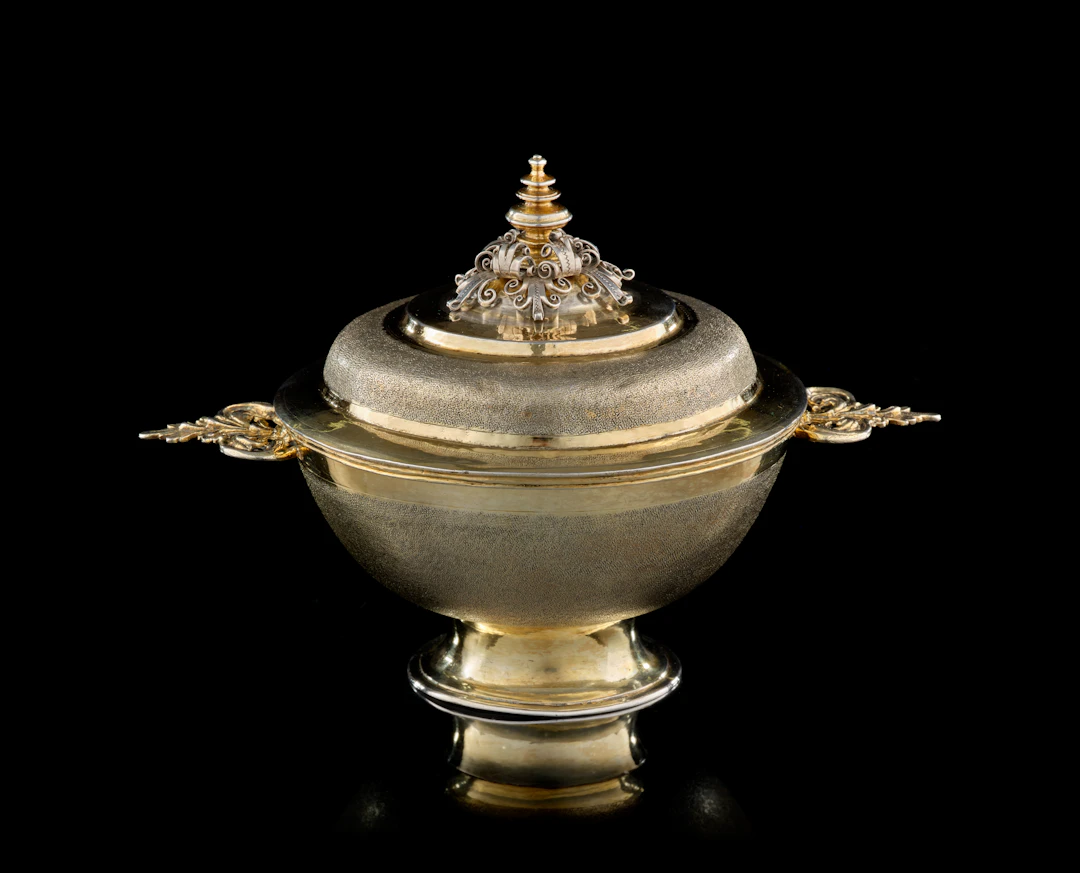 A German silver-gilt snake-skin ecuelle, Jeremias Frencking, Nuremberg