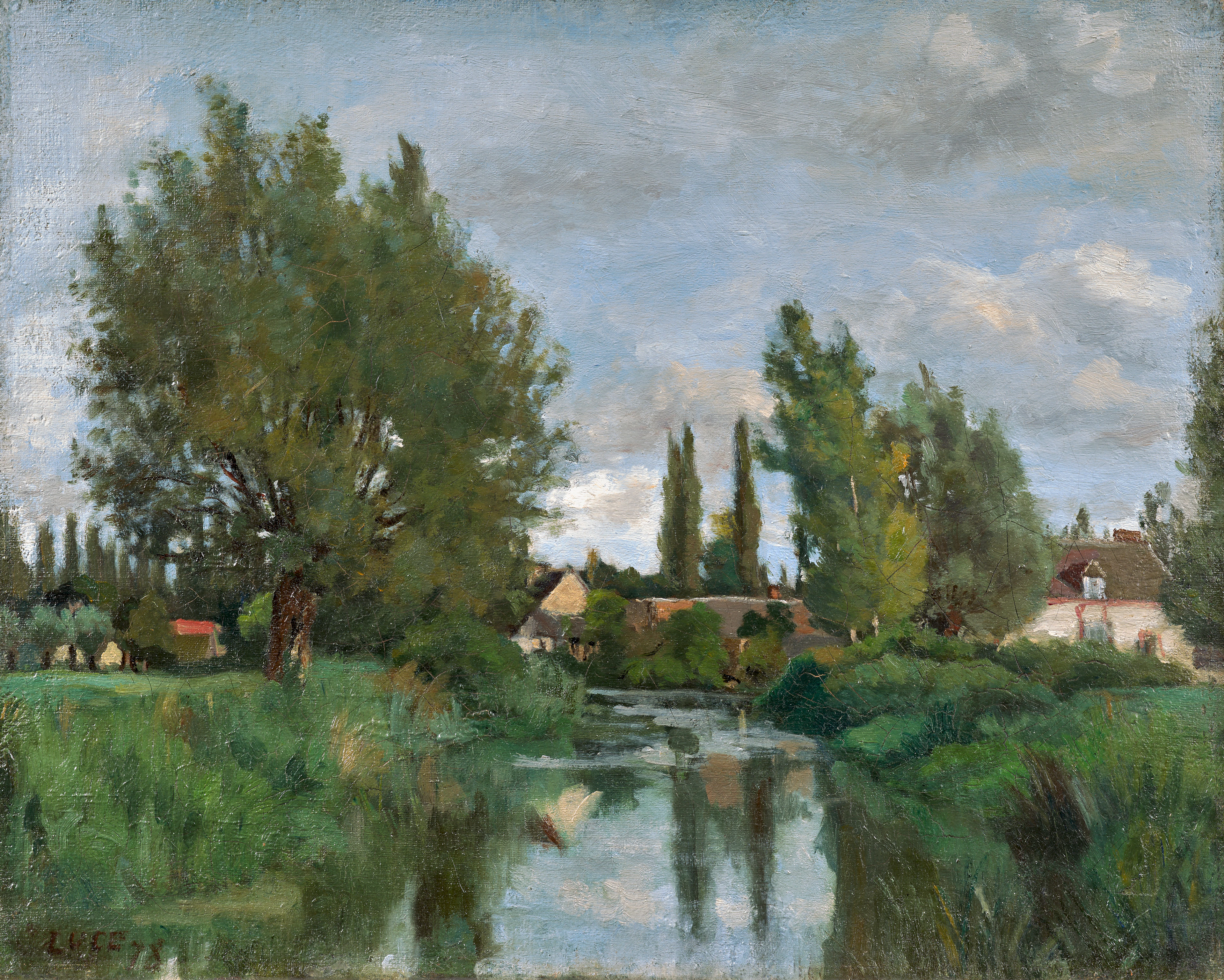 Maximilien LUCE Paris, 1858 – 1941 Village au bord d’une rivière