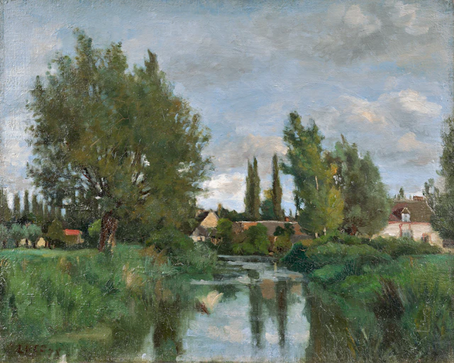 Maximilien LUCE Paris, 1858 – 1941 Village au bord d’une rivière
