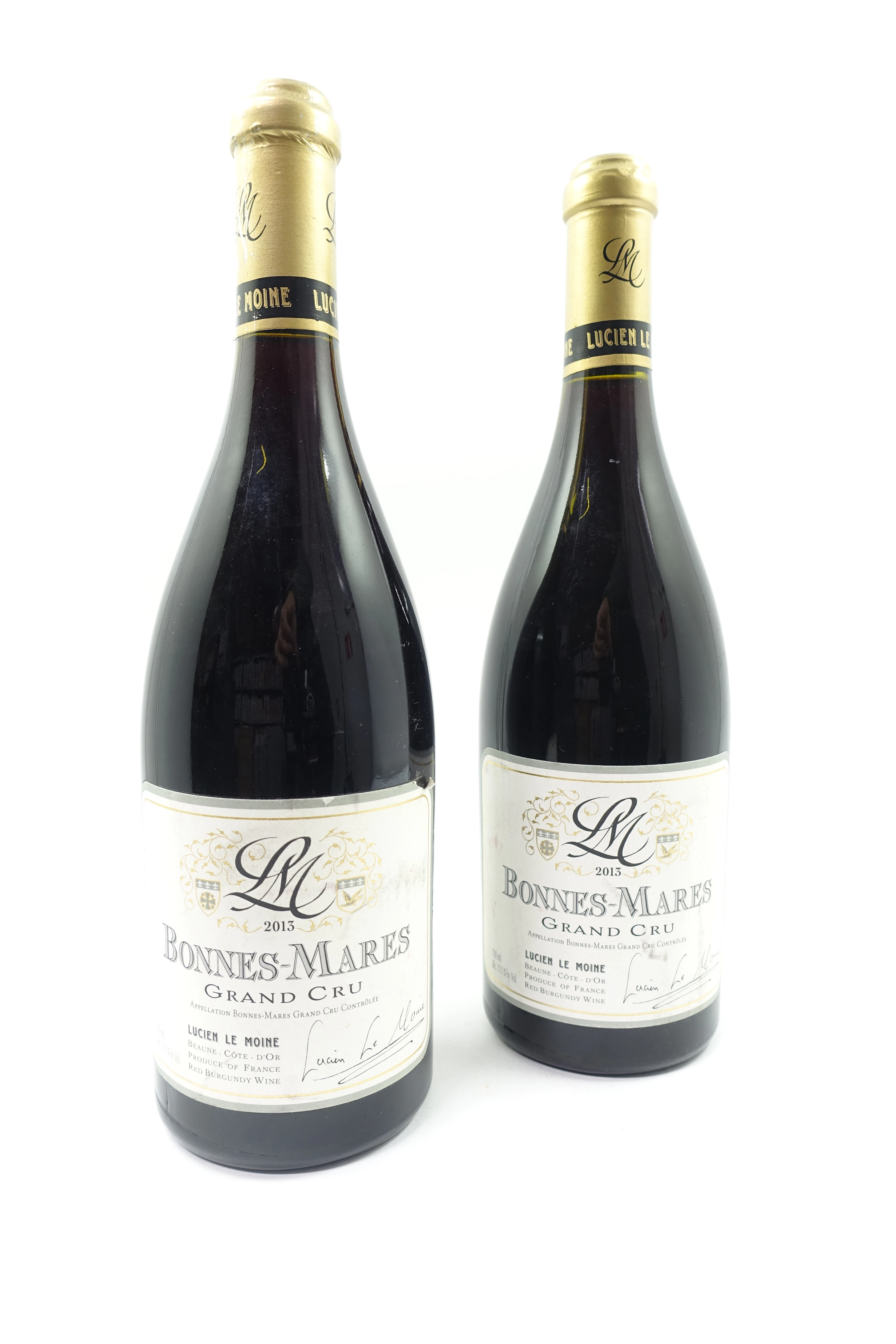 2 bts BONNES MARES 2013 Grand Cru. Lucien Le Moine