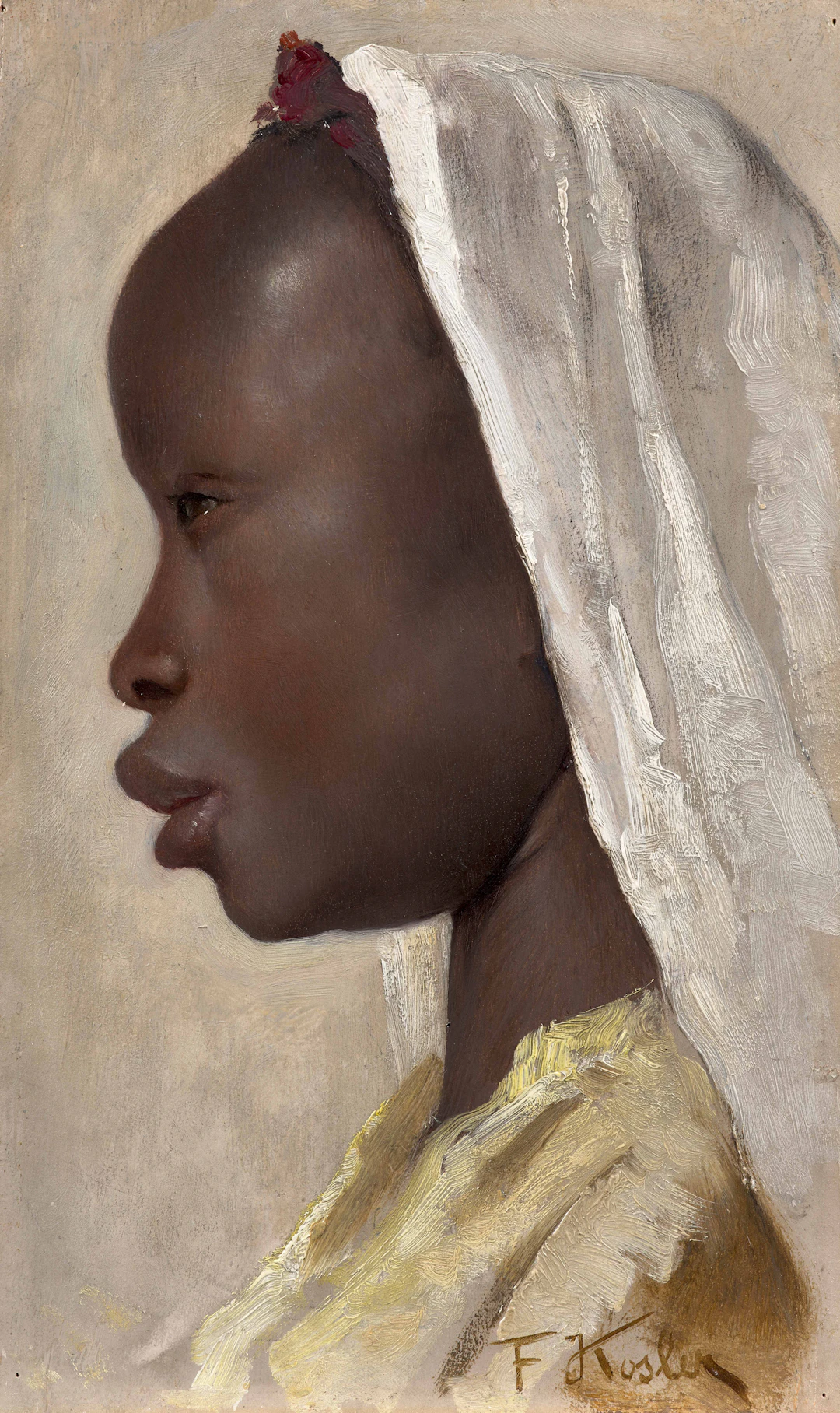Franz Xavier KOSLER 1864 - 1905 Profil de jeune nubienne - circa 1892-1903