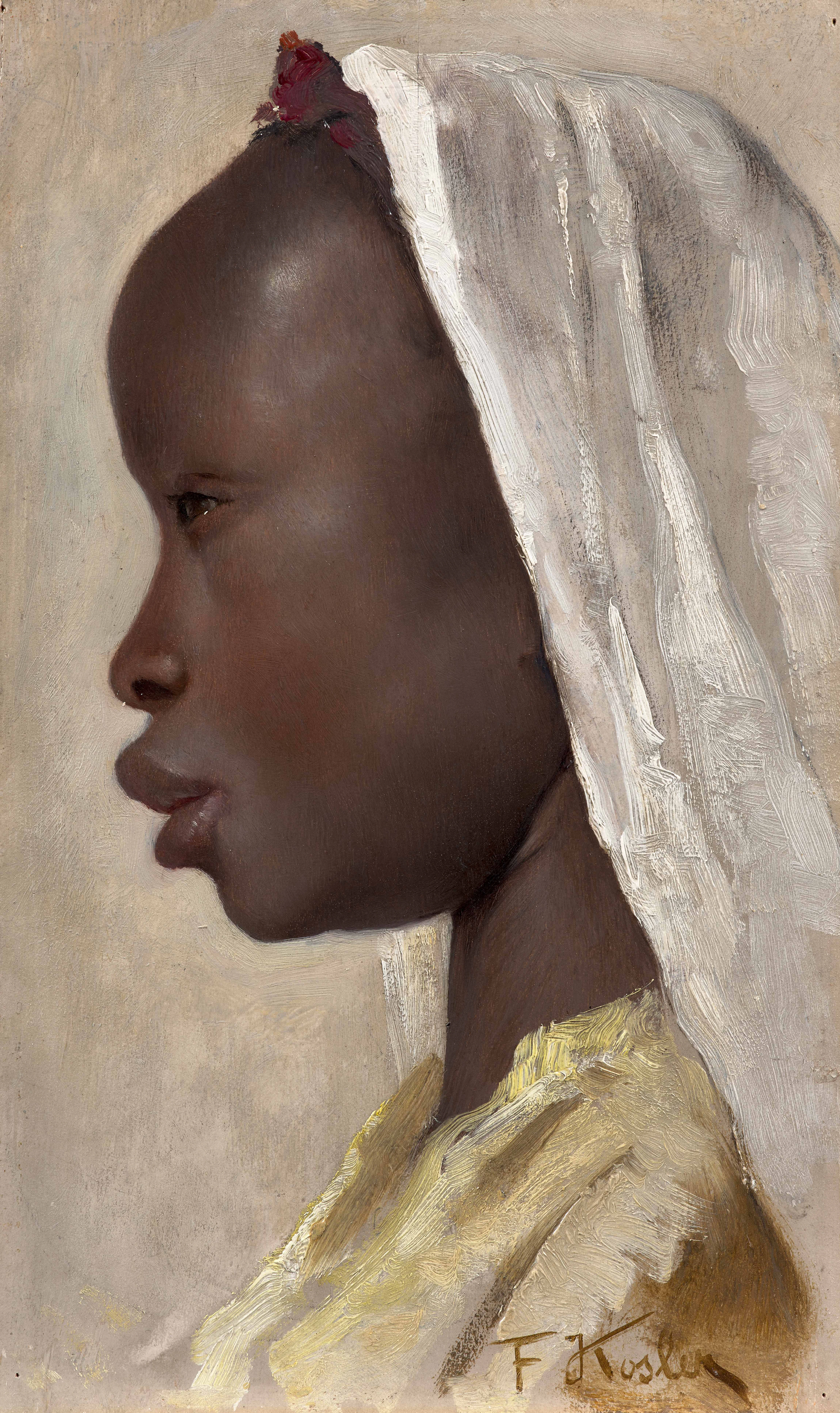 Franz Xavier KOSLER 1864 - 1905 Profil de jeune nubienne - circa 1892-1903