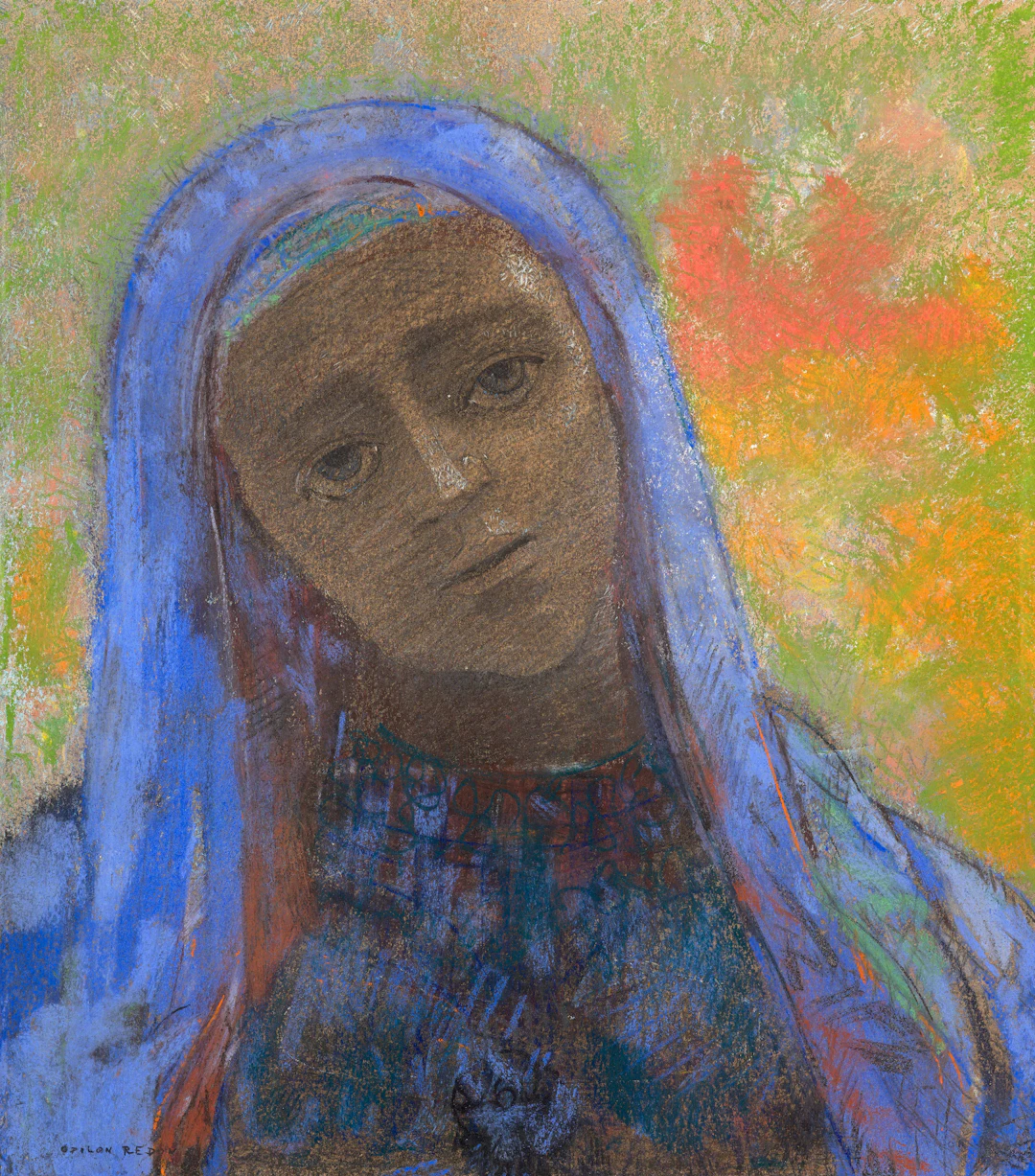 Tête de femme voilée de bleu - 1890-1895