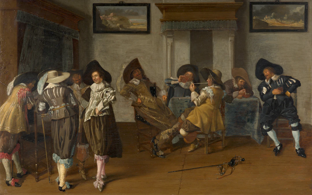 Dirck HALS Haarlem, 1591 - 1656 Assemblée d'hommes fumant et buvant