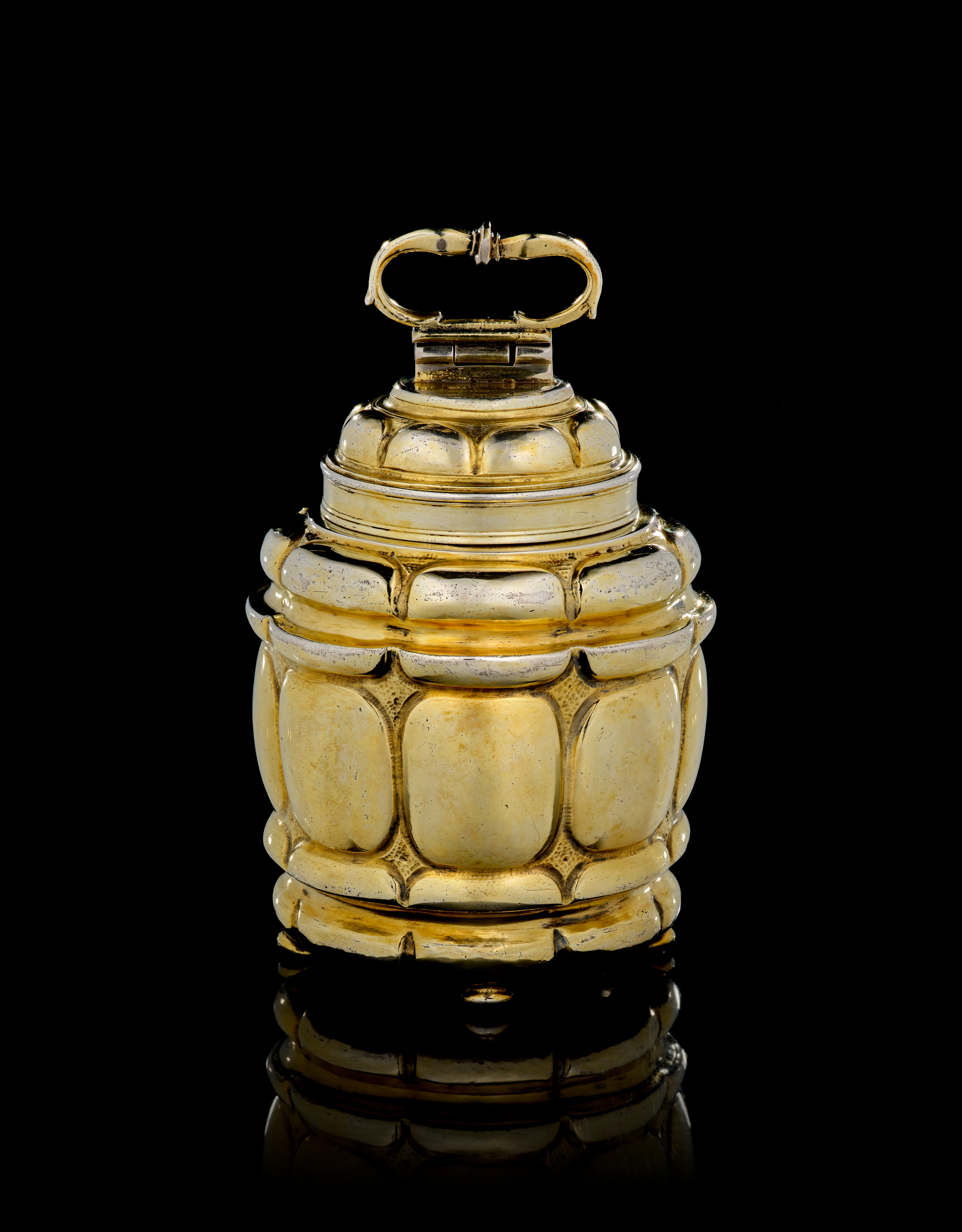 A German silver-gilt screw-top covered box, Marx II Schalle, Augsburg