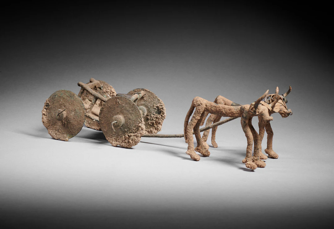 An Anatolian copper alloy chariot drawn by bulls