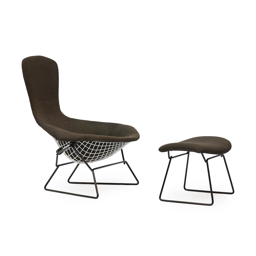 Fauteuil "Bird" modèle 423 LU et son repose-pied - modèle créé en 1952