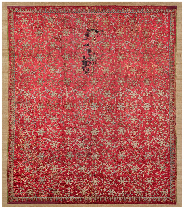 An Embroidered Silk Panel Decorated with Chinese Tchi Clouds