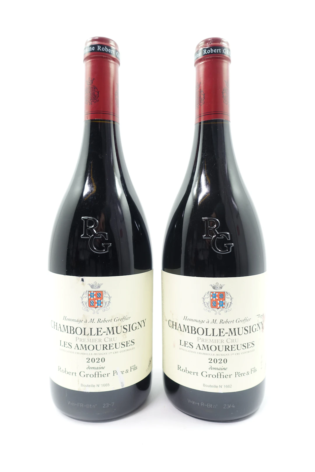 2 bts CHAMBOLLE MUSIGNY 2020 1er Cru Les Amoureuses. Domaine Robert